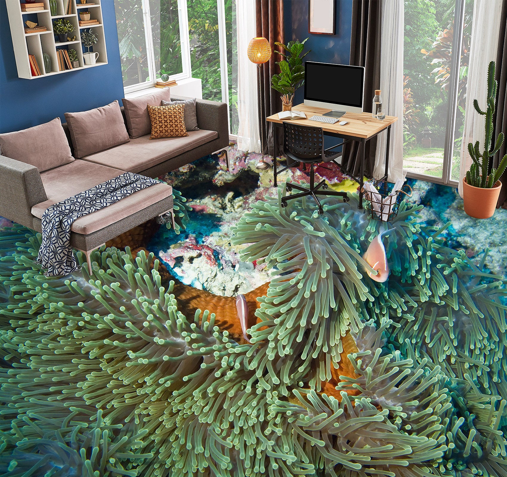 3D Fantasy Green Coral 514 Floor Mural Wallpaper Murals Rug & Mat Print Epoxy waterproof bath floor