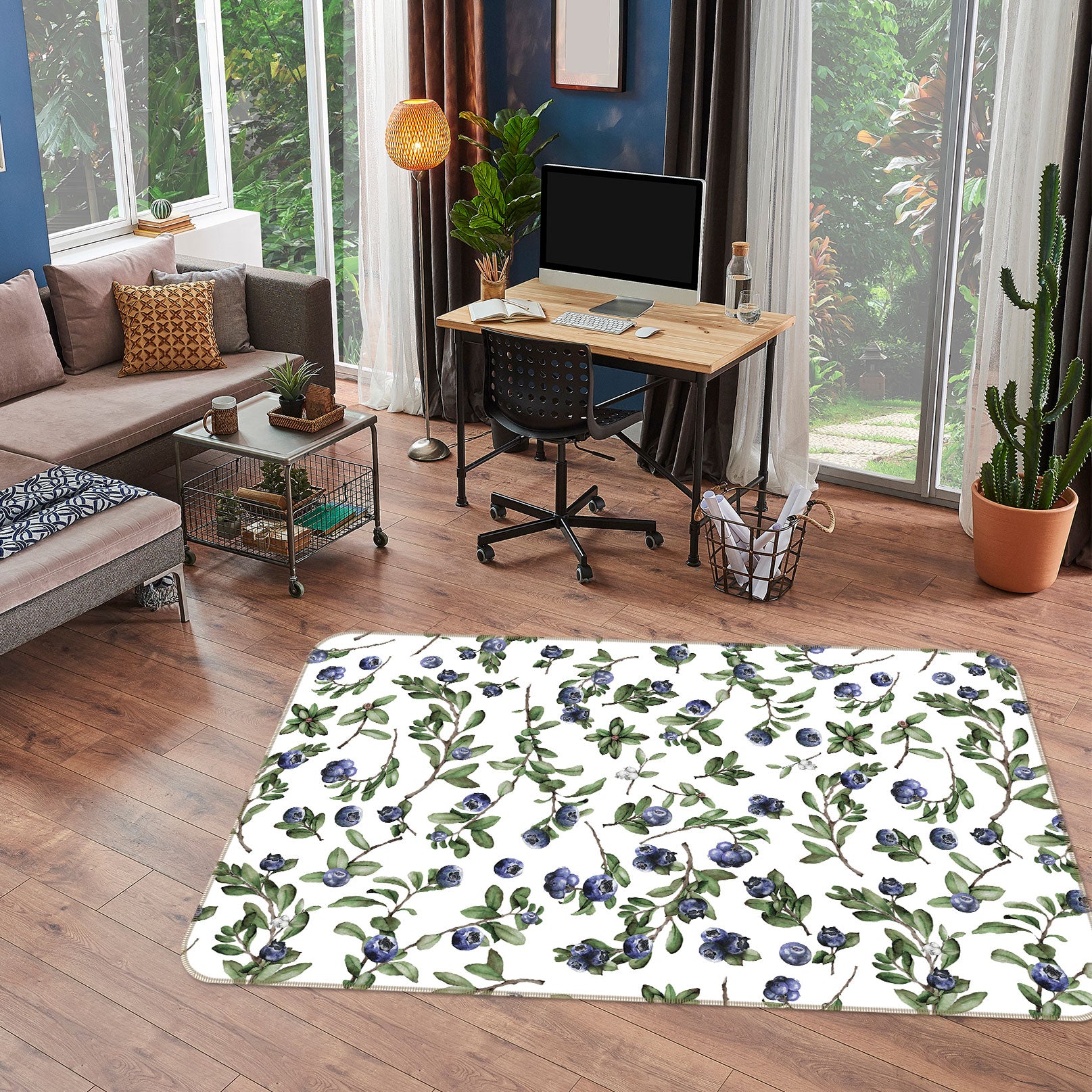 3D Small Blueberries 121 Uta Naumann Rug Non Slip Rug Mat