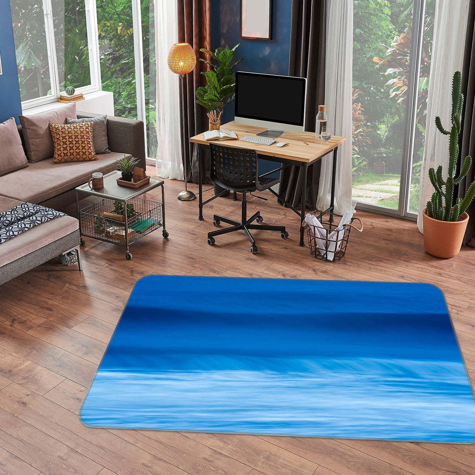 3D Blue Waves 1136 Marco Carmassi Rug Non Slip Rug Mat