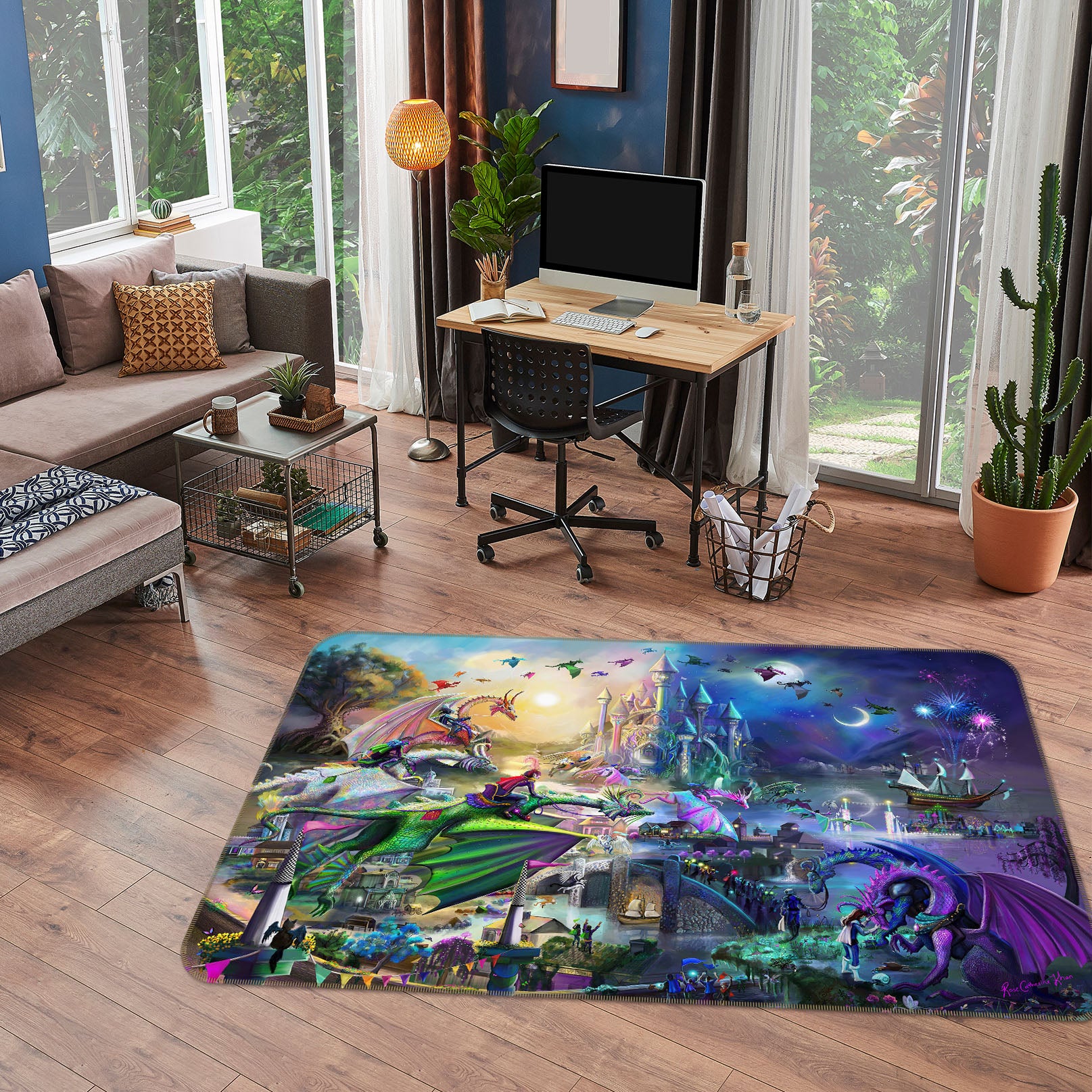3D Dream World 3006 Rose Catherine Khan Rug Non Slip Rug Mat
