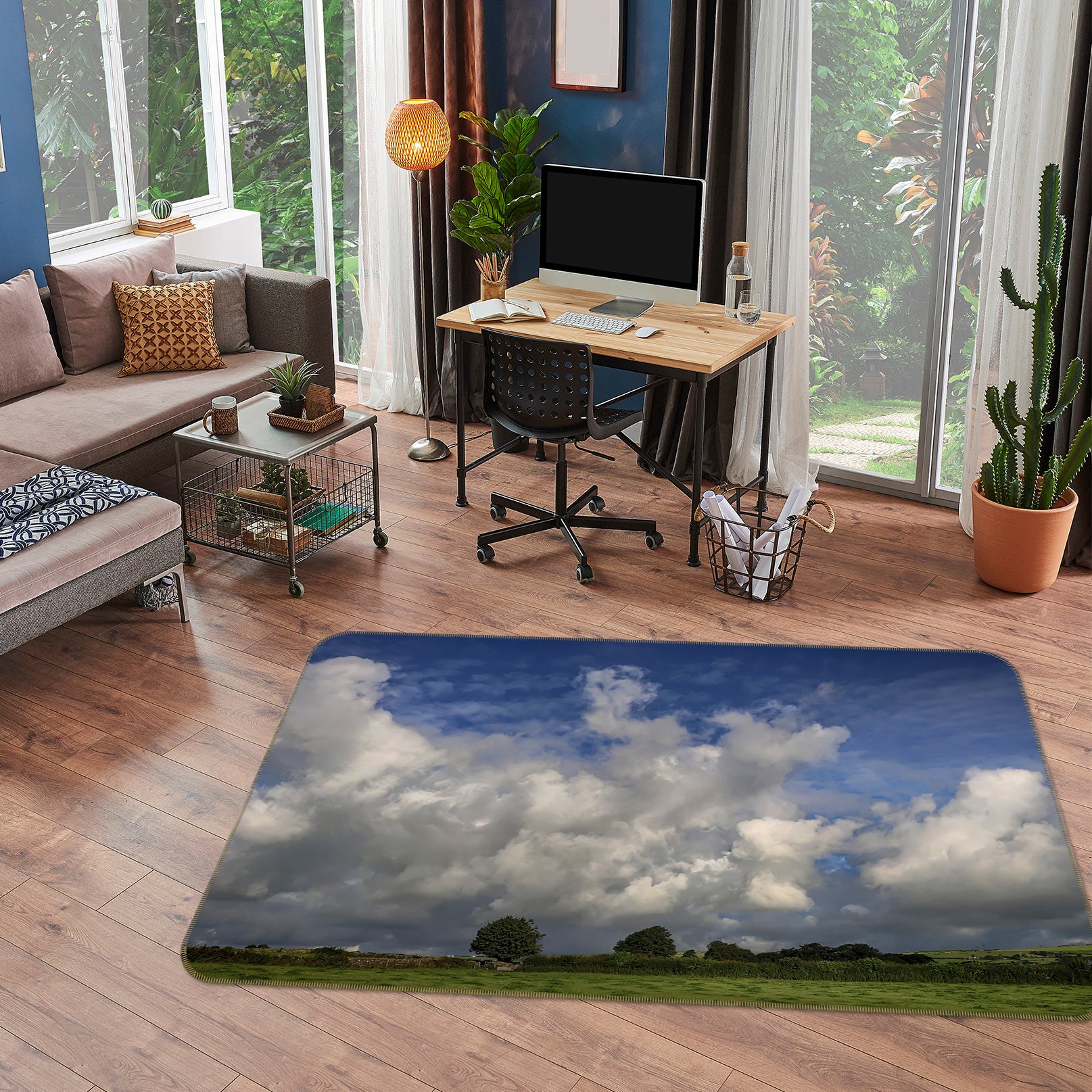 3D Cloud Tree Farm 1007 Jerry LoFaro Rug Non Slip Rug Mat