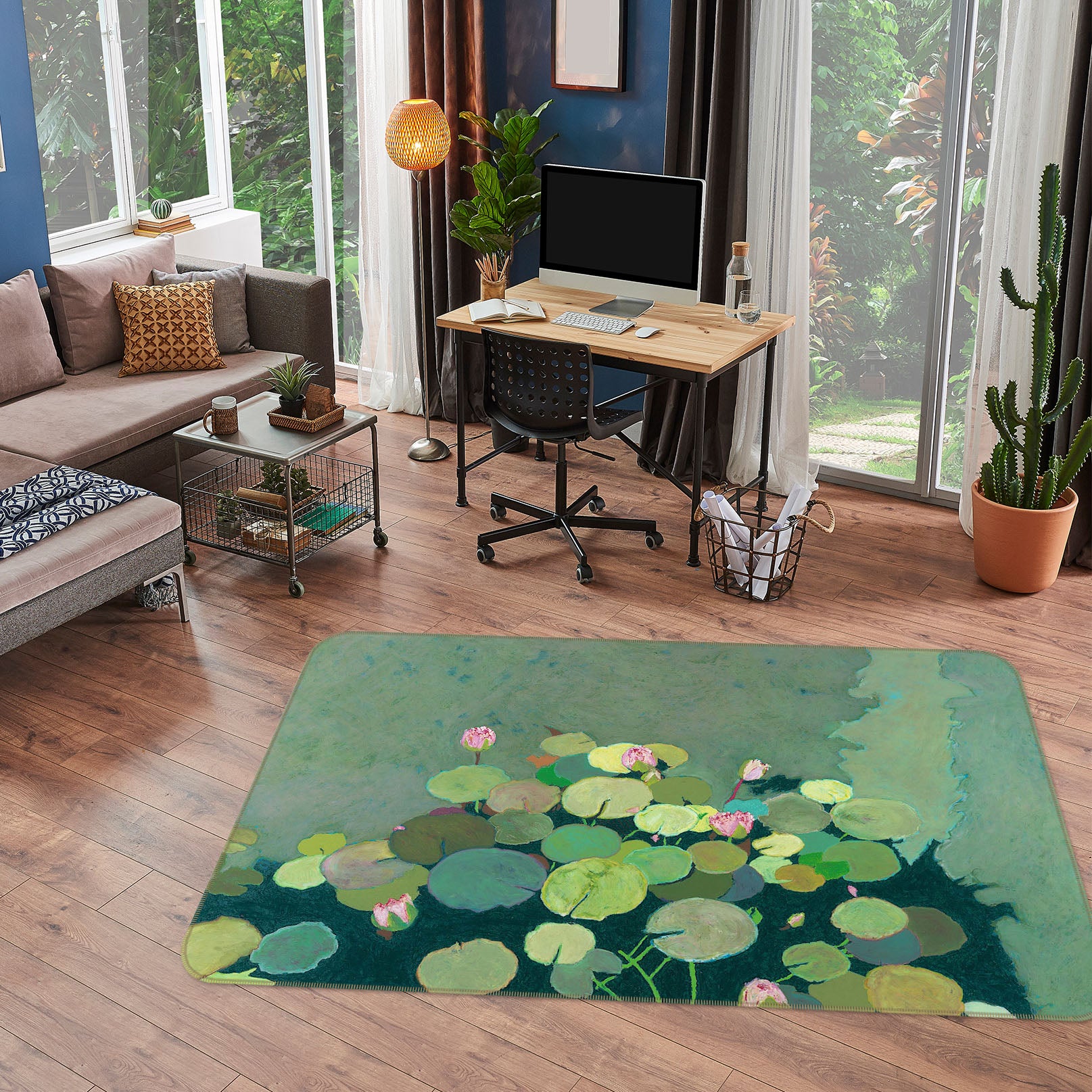 3D Green Lotus Pond 1118 Allan P. Friedlander Rug Non Slip Rug Mat