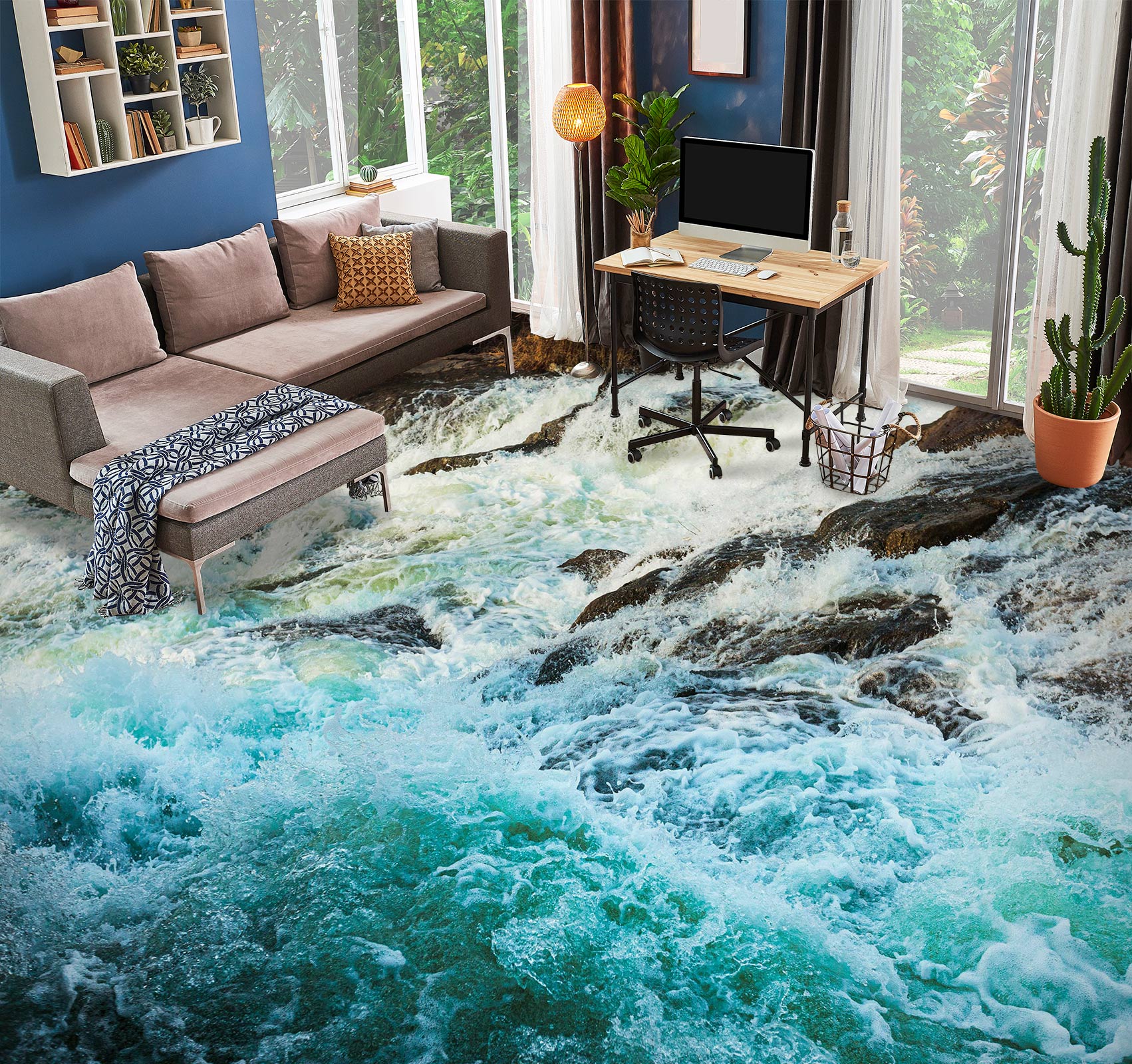3D Turquoise Intense Water 1088 Floor Mural Wallpaper Murals Self-Adhesive Removable Print Epoxy