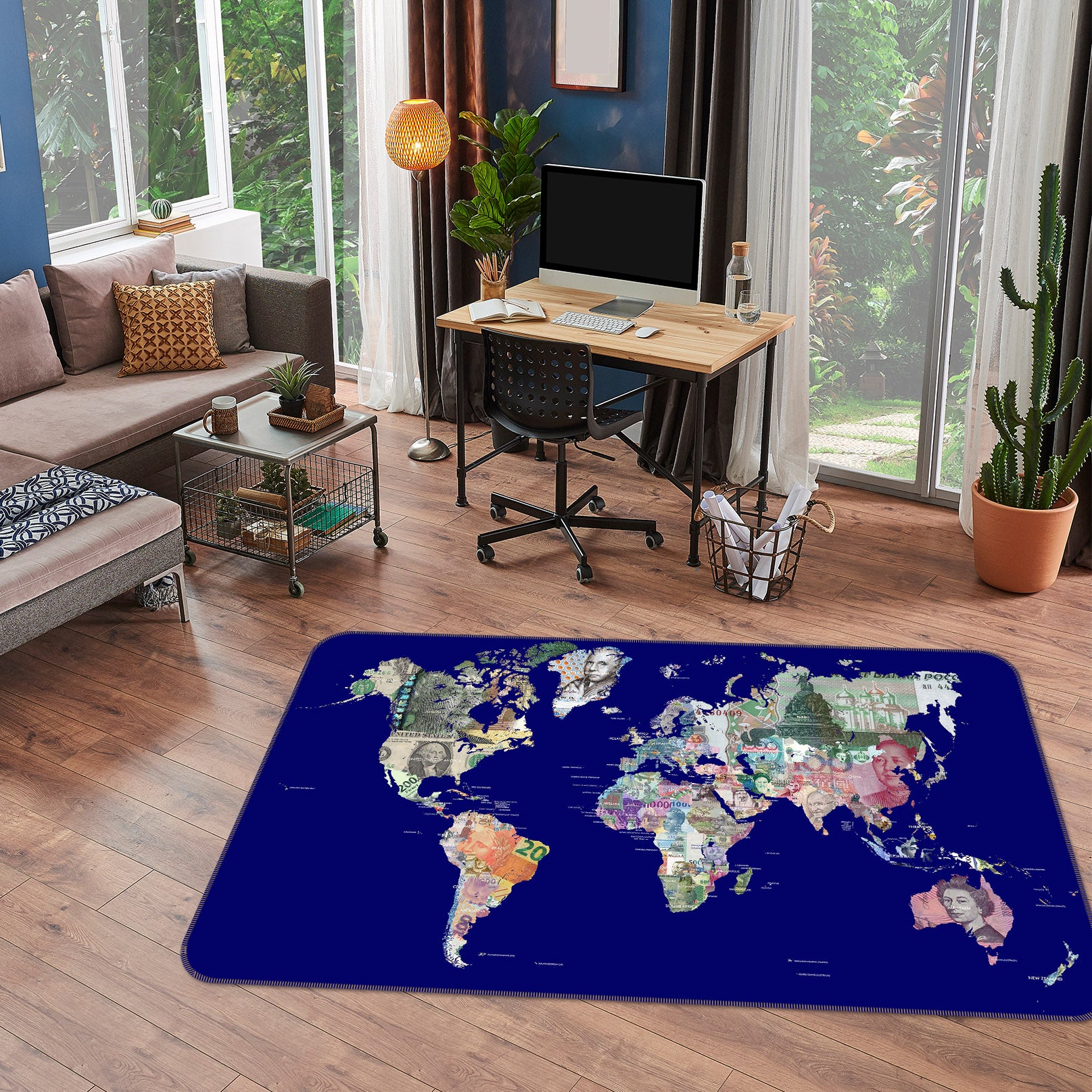 3D Sky Stone 245 World Map Non Slip Rug Mat
