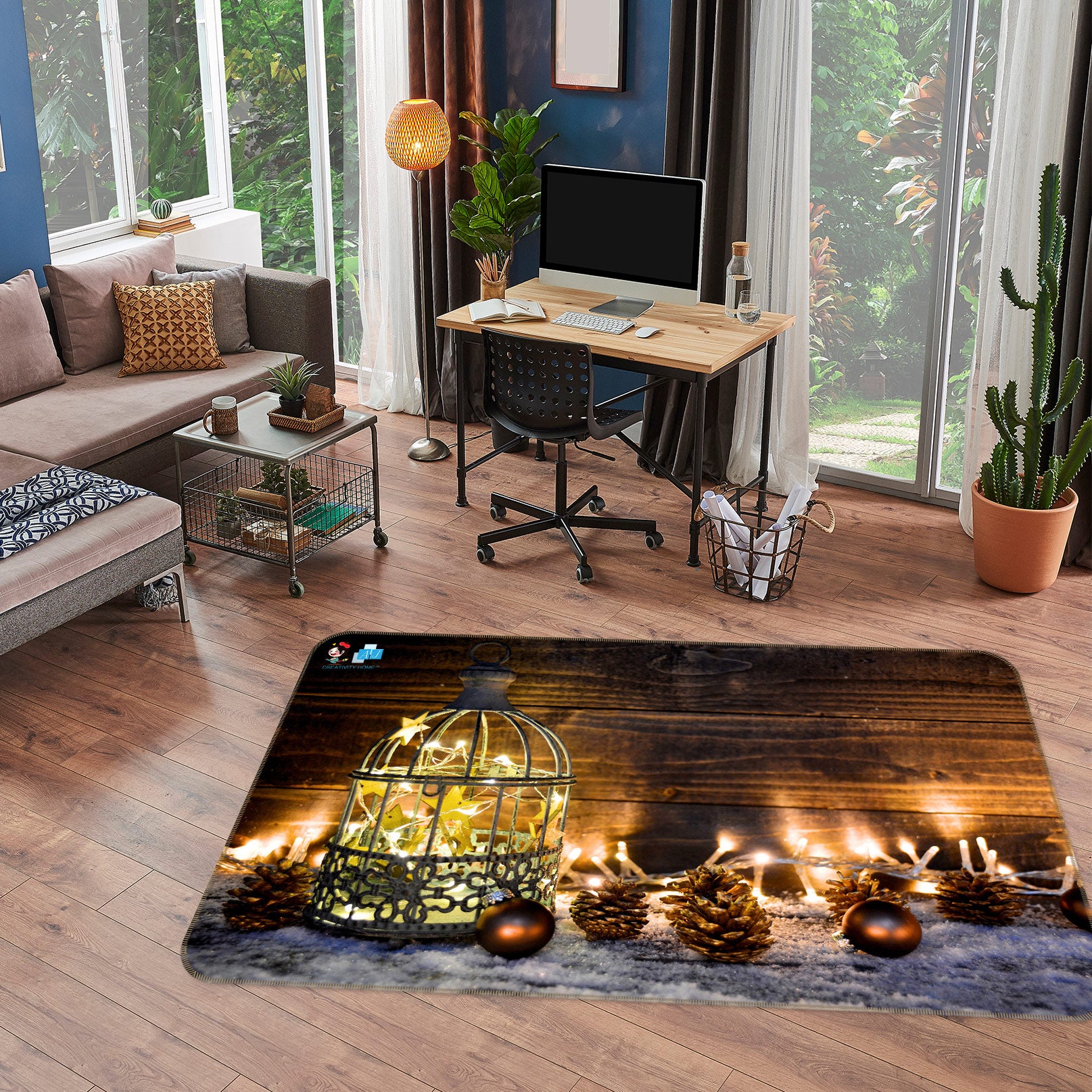 3D Lighted Pine Cone 56160 Christmas Non Slip Rug Mat Xmas