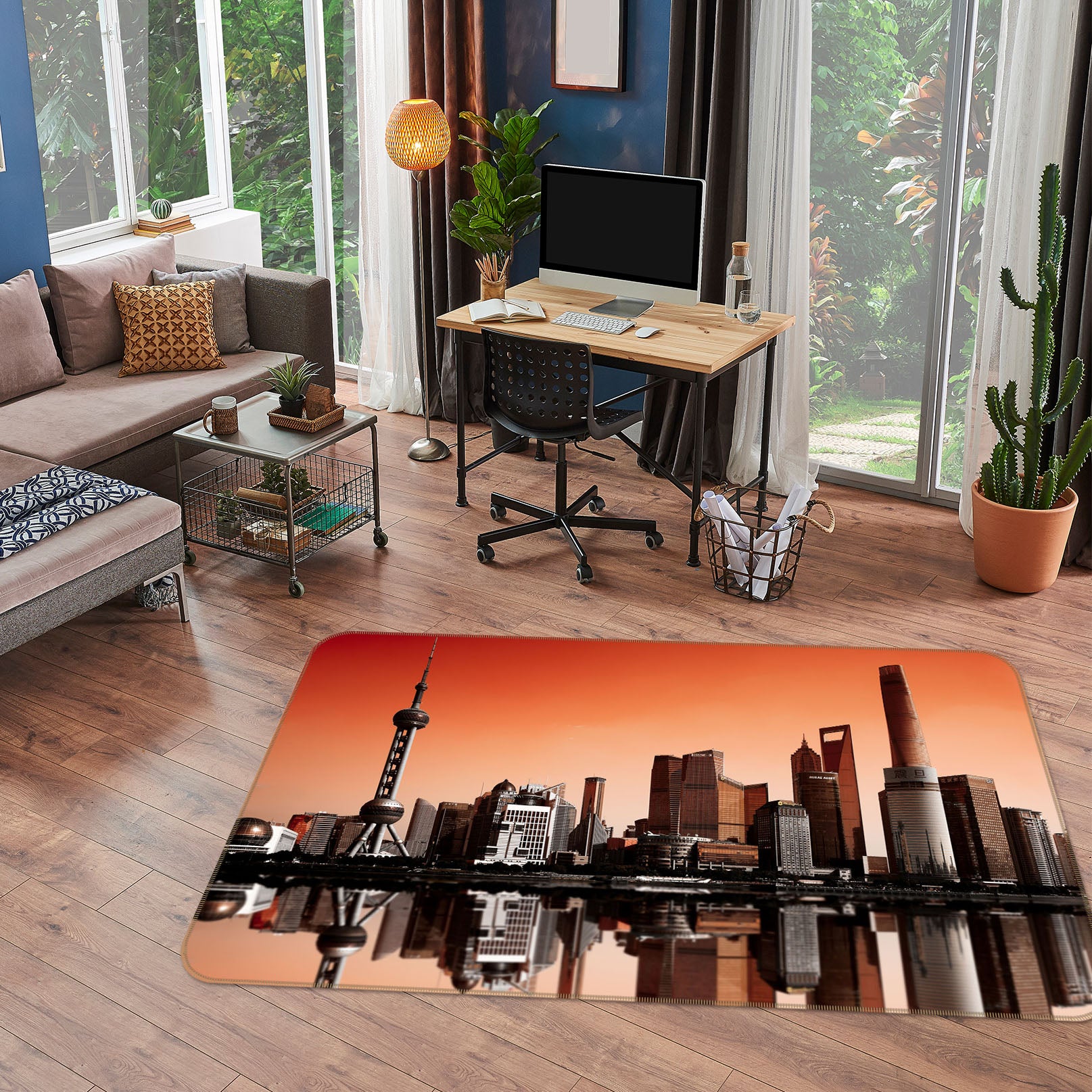 3D Sunset City 1077 Marco Carmassi Rug Non Slip Rug Mat