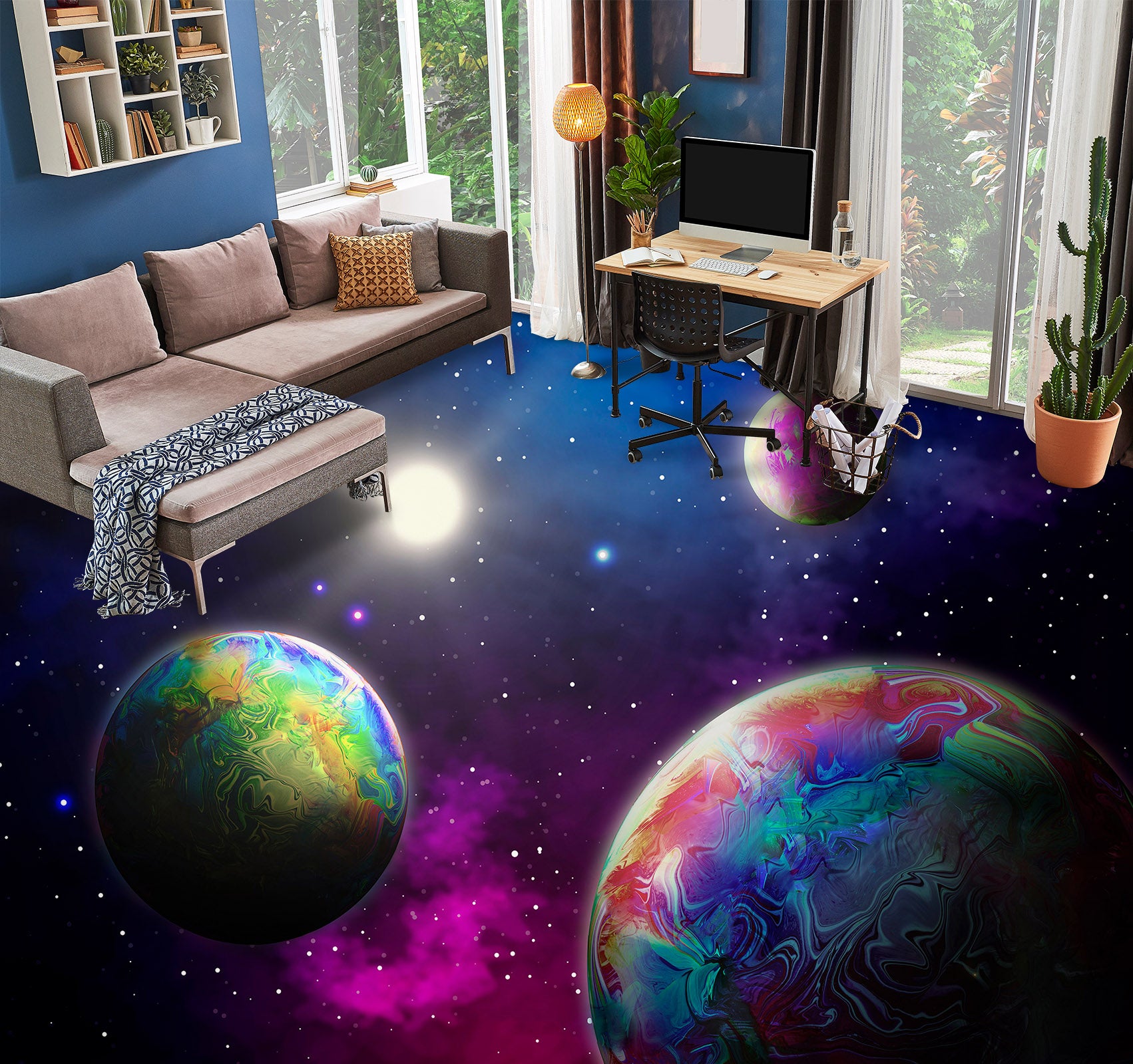 3D Colored Planets 1268 Floor Mural Wallpaper Murals Self-Adhesive Removable Print Epoxy