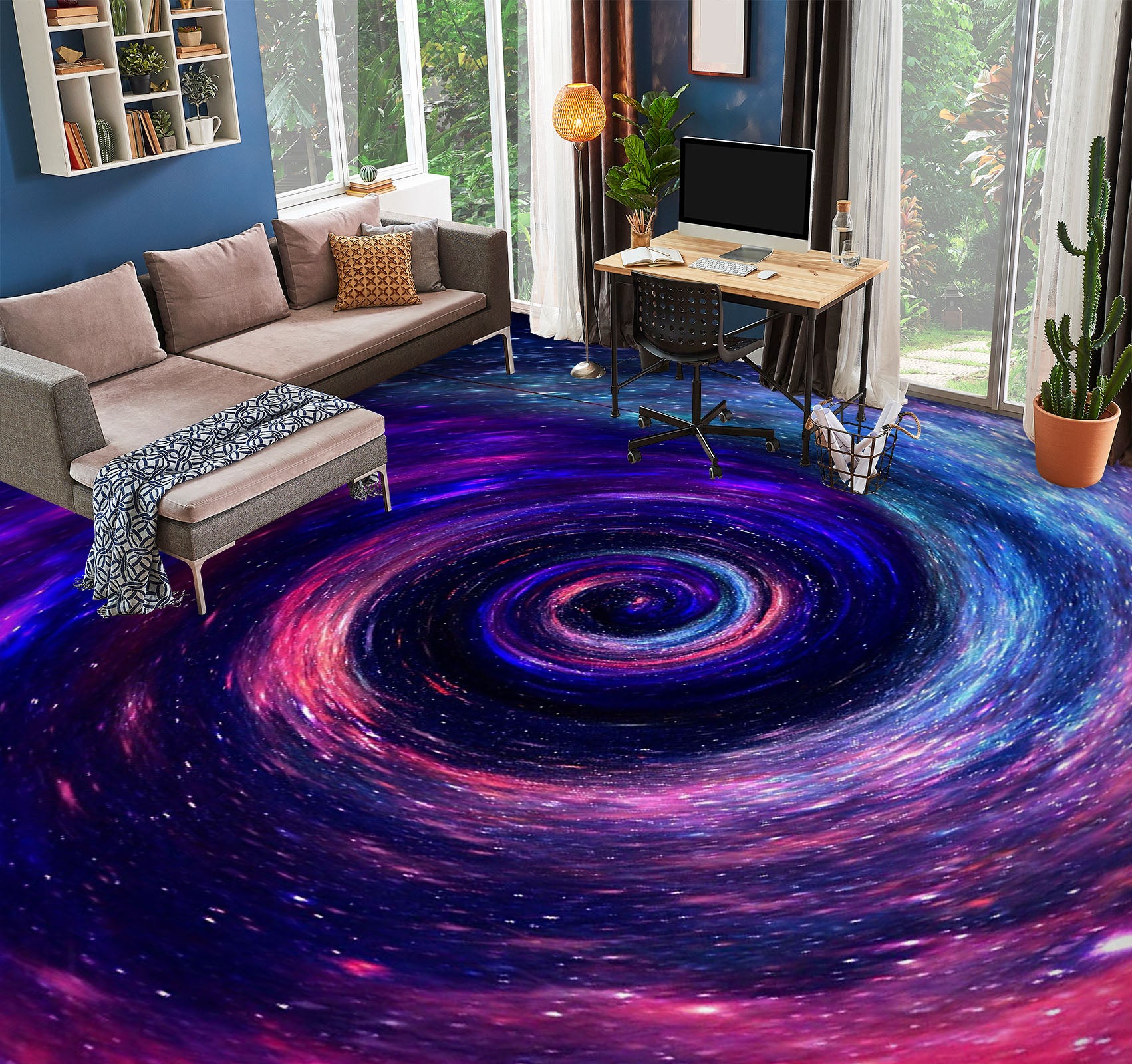 3D Purple Galaxy Swirl 1244 Floor Mural Wallpaper Murals Self-Adhesive Removable Print Epoxy