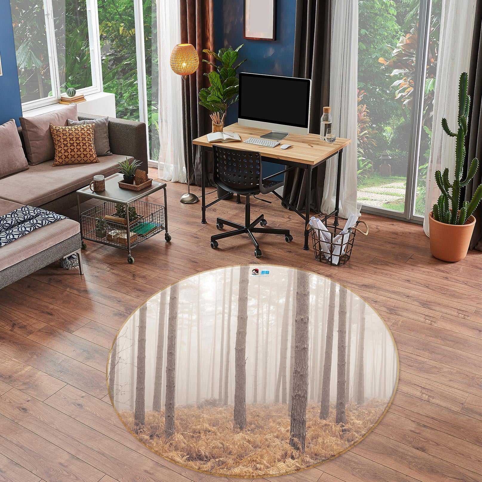 3D Forest Meadow 7590 Assaf Frank Rug Round Non Slip Rug Mat