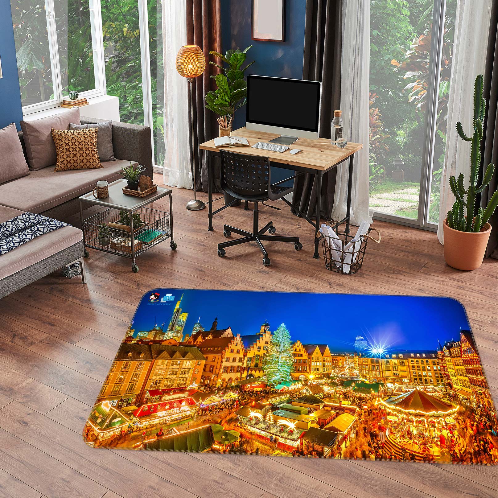 3D Golden Light House 56120 Christmas Non Slip Rug Mat Xmas