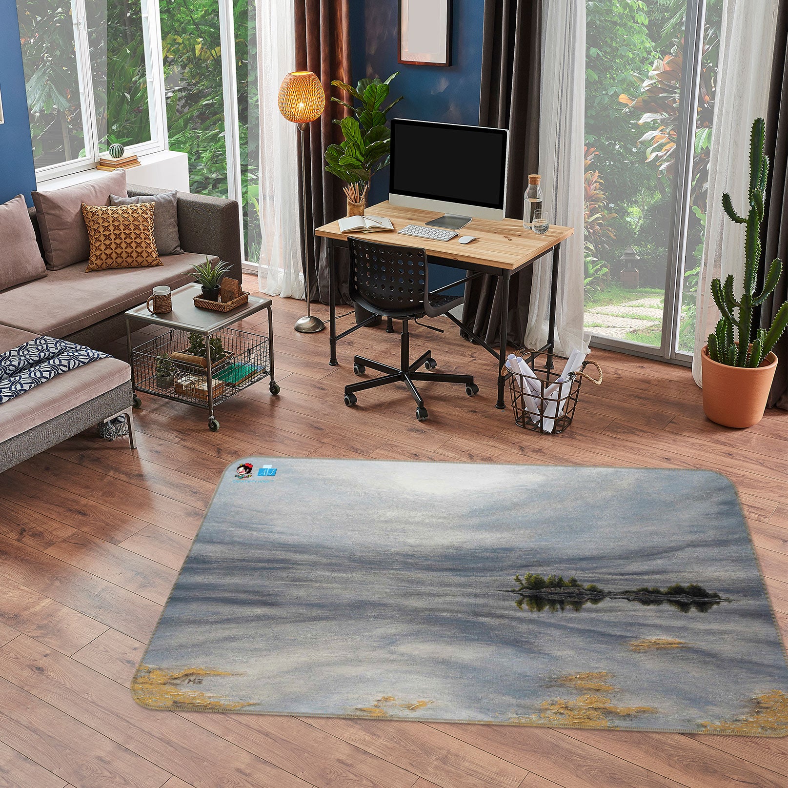 3D Grey Sky 1885 Marina Zotova Rug Non Slip Rug Mat