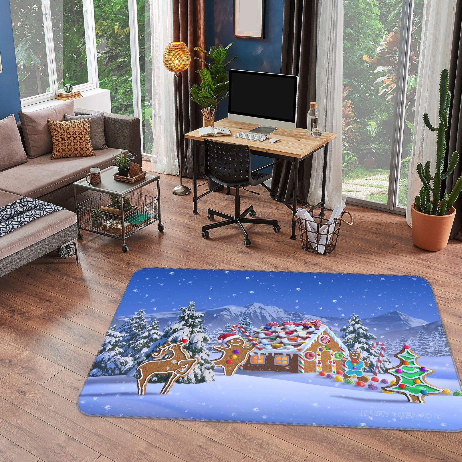3D Christmas Snow 1049 Jerry LoFaro Rug Non Slip Rug Mat