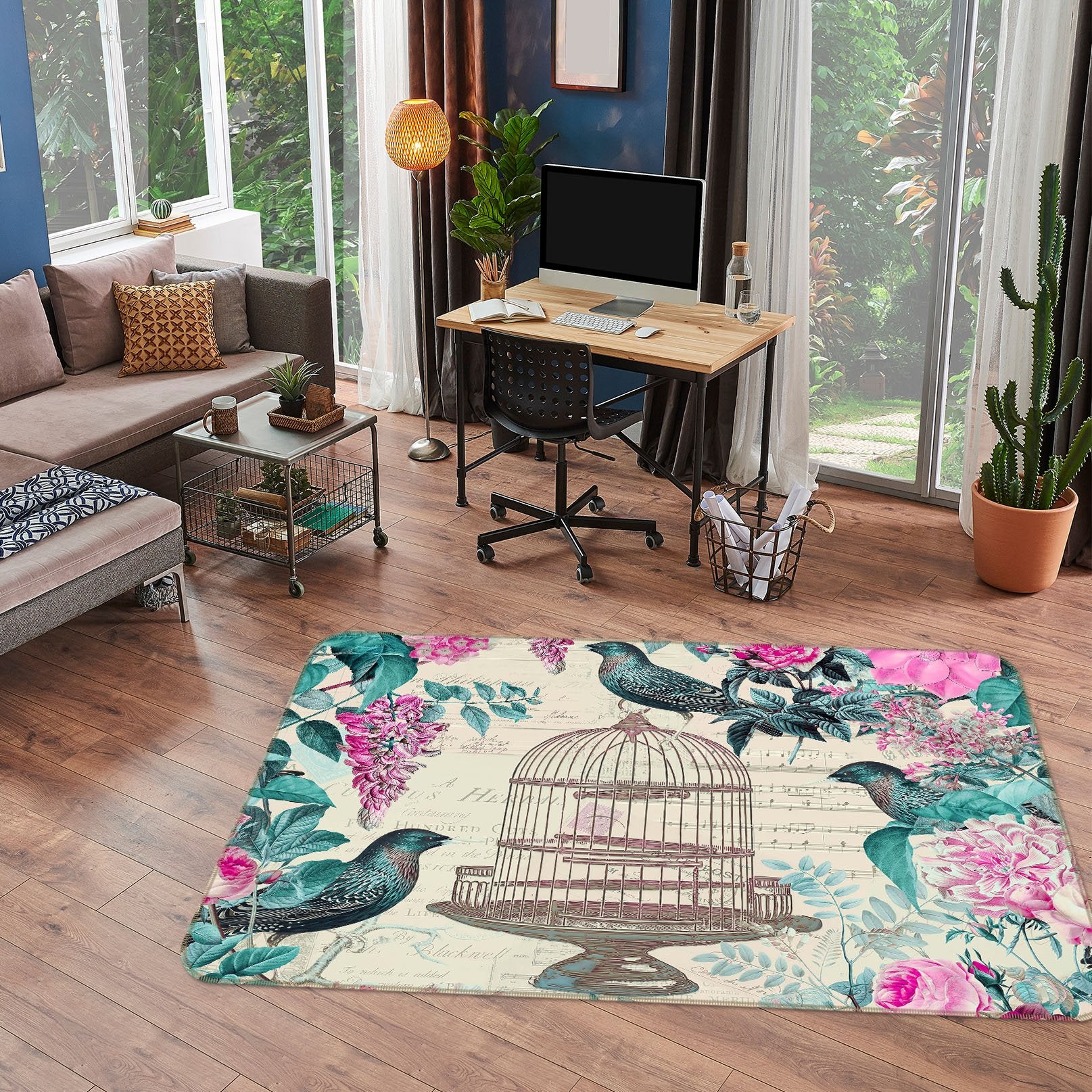 3D Bird Cage 1003 Andrea haase Rug Non Slip Rug Mat Mat AJ Creativity Home