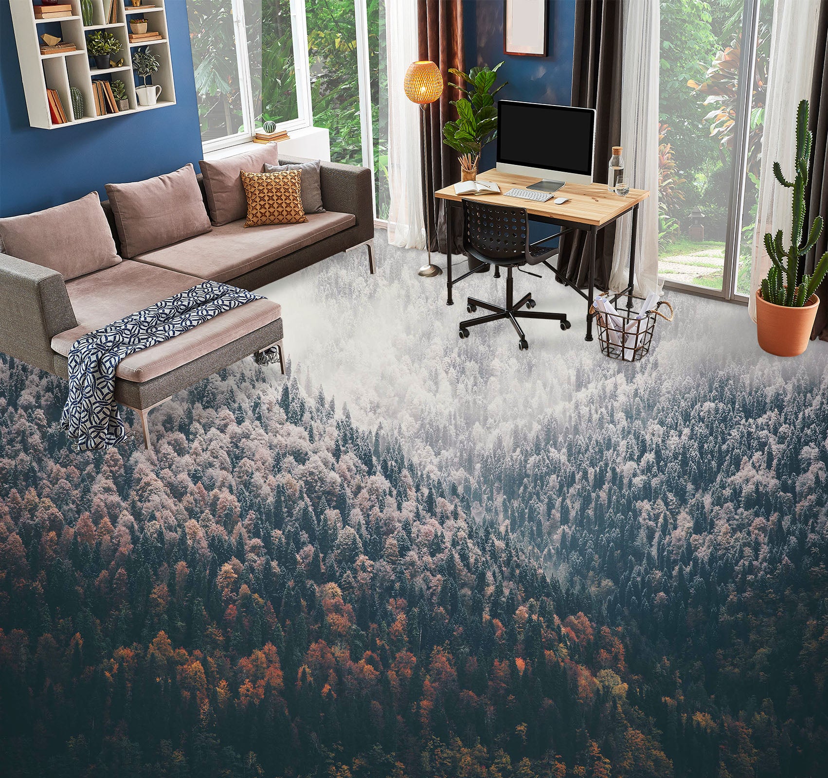 3D Snowy Mountain Forest 068 Floor Mural Wallpaper Murals Rug & Mat Print Epoxy waterproof bath floor