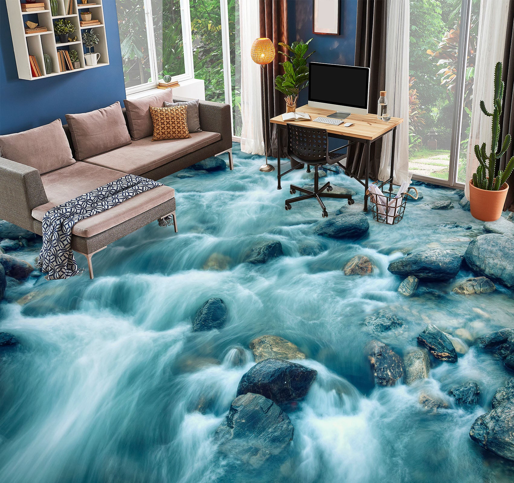3D Turbulent Flowing Water 813 Floor Mural Wallpaper Murals Rug & Mat Print Epoxy waterproof bath floor