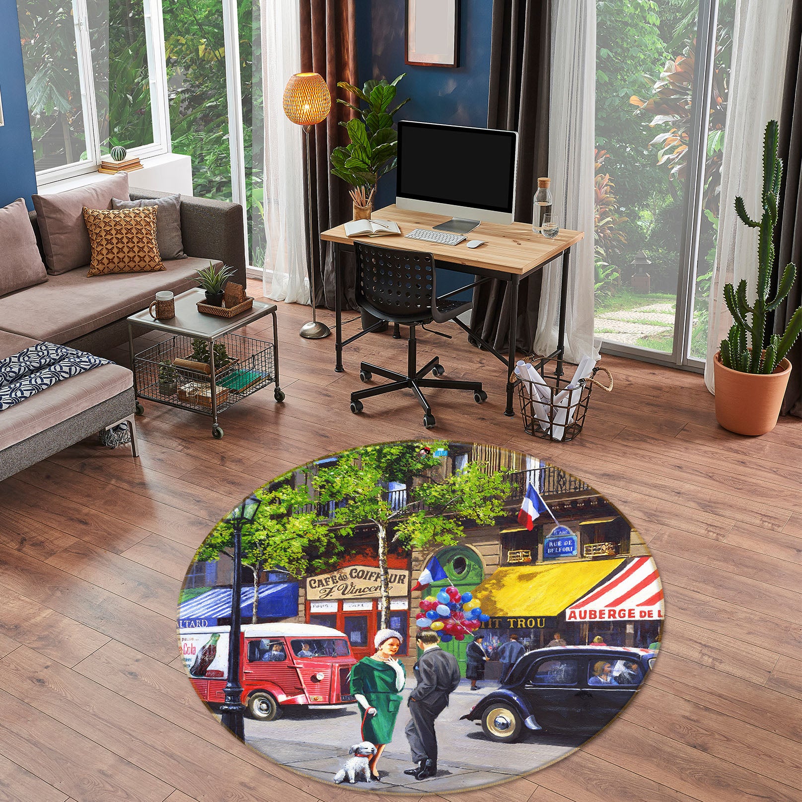 3D Street Balloon 051 Kevin Walsh Rug Round Non Slip Rug Mat