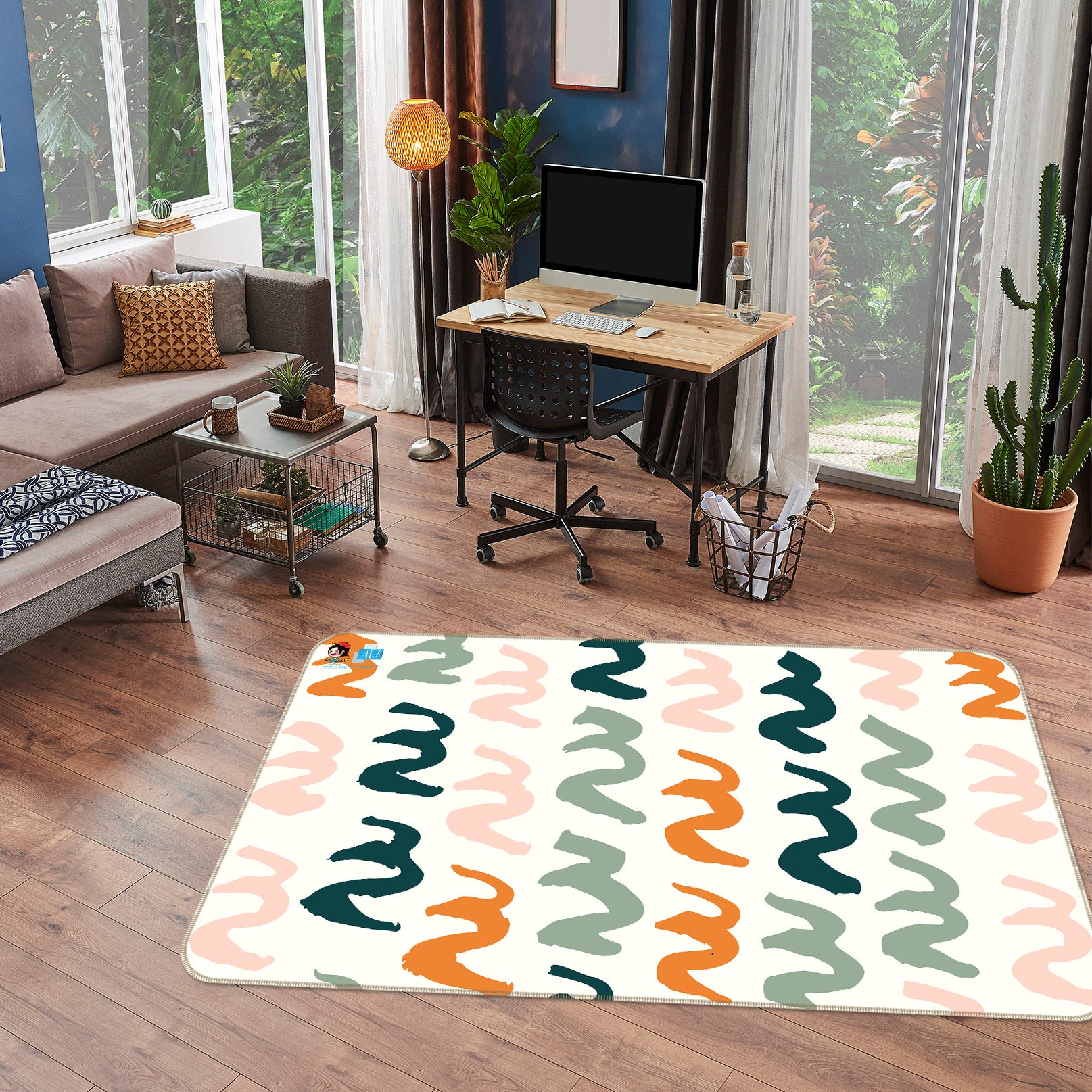 3D Color Wave Pattern 107135 Kashmira Jayaprakash Rug Non Slip Rug Mat