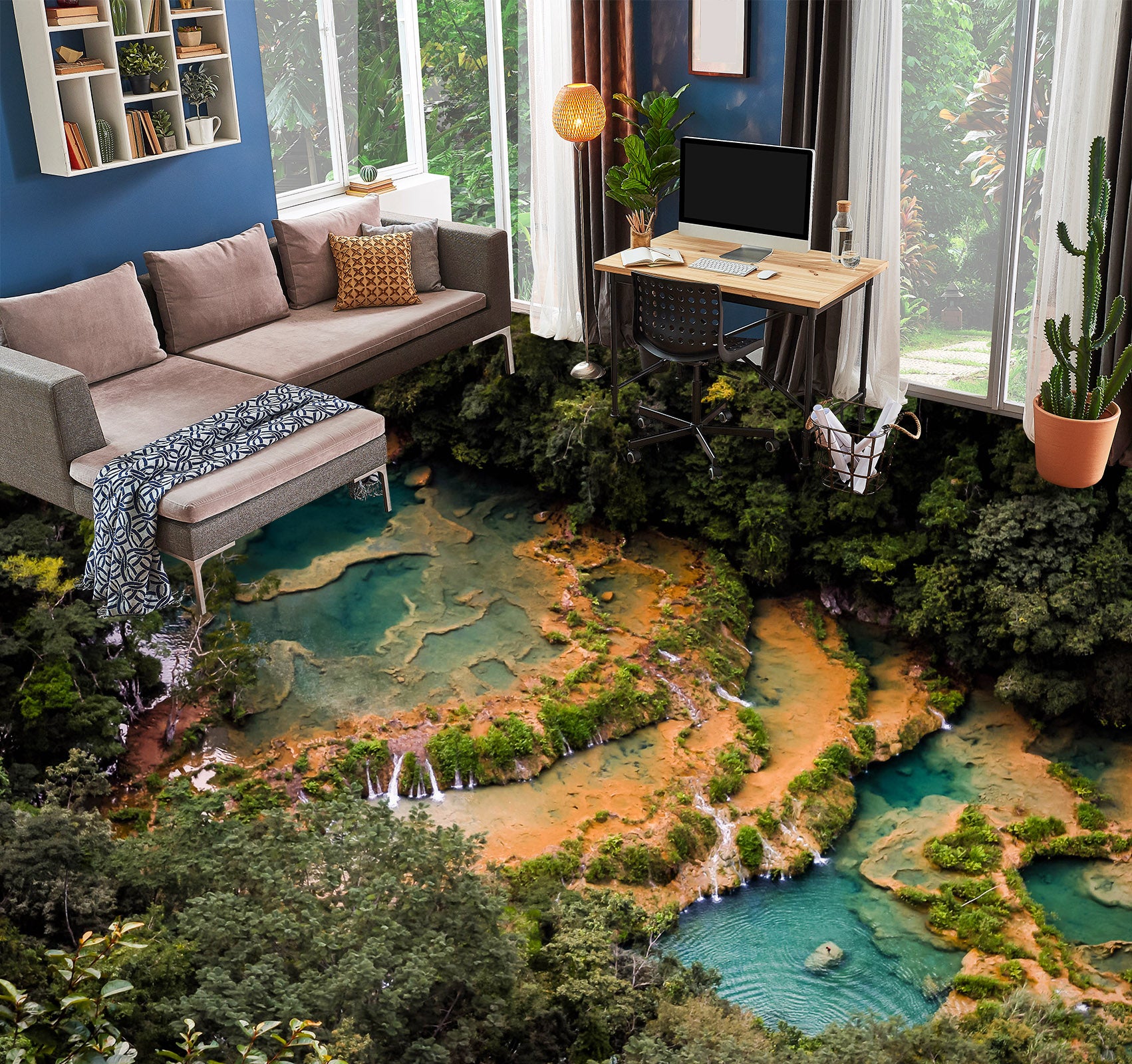 3D Terraced Art 035 Floor Mural Wallpaper Murals Rug & Mat Print Epoxy waterproof bath floor