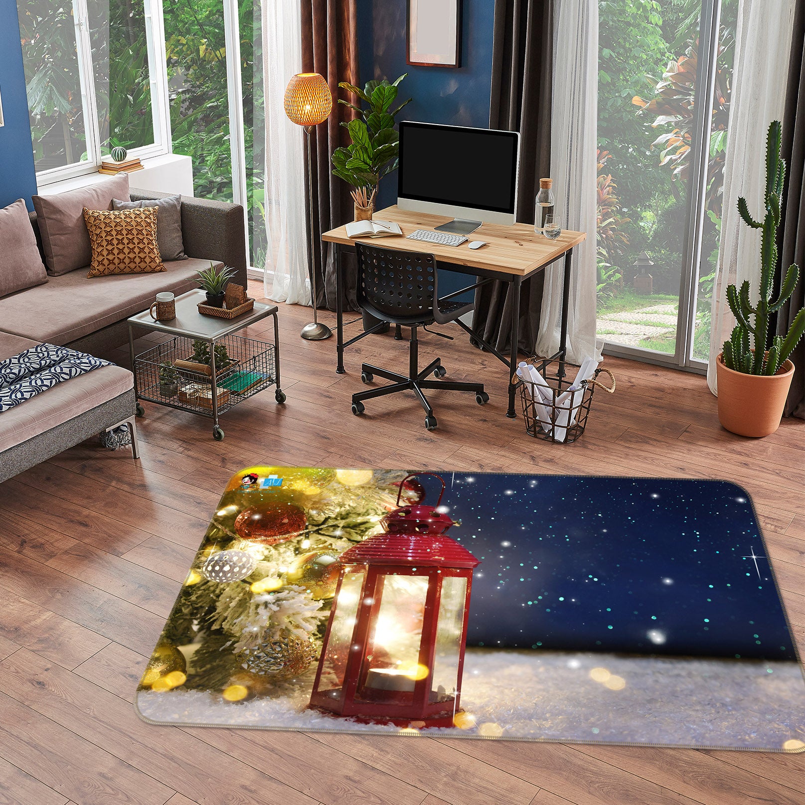 3D Candle Light 56235 Christmas Non Slip Rug Mat Xmas