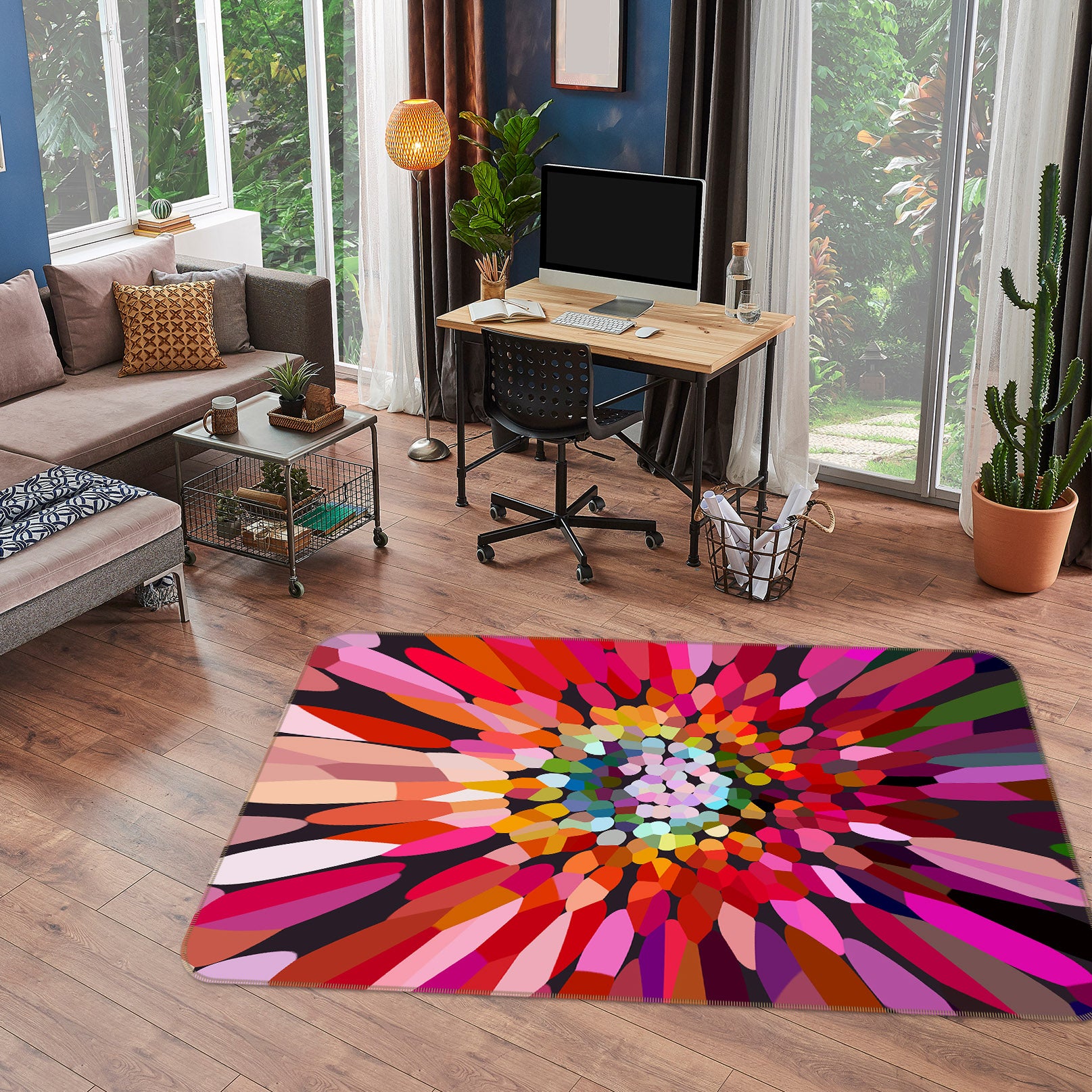 3D Pink Flower Horizontal 71015 Shandra Smith Rug Non Slip Rug Mat