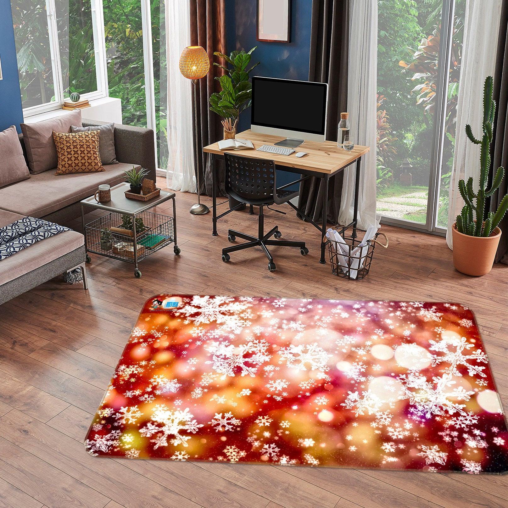 3D Snow Light Shadow 56253 Christmas Non Slip Rug Mat Xmas