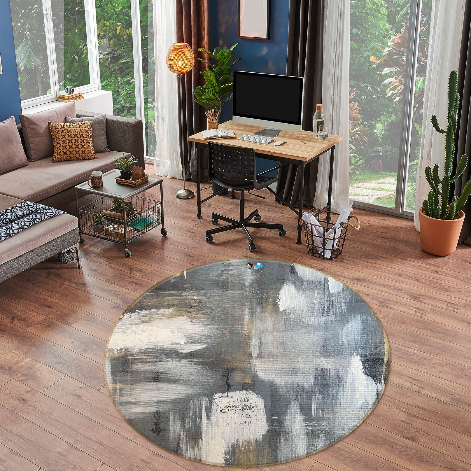 3D Ink Painting 4048 Skromova Marina Rug Round Non Slip Rug Mat