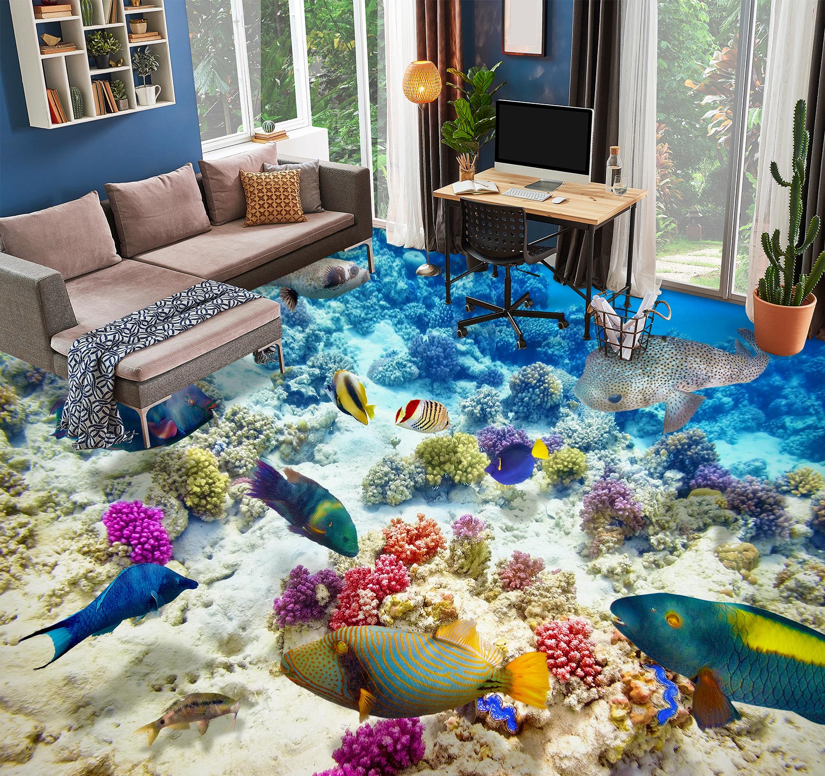 3D Magical Ocean World 1395 Floor Mural Wallpaper Murals Self-Adhesive Removable Print Epoxy