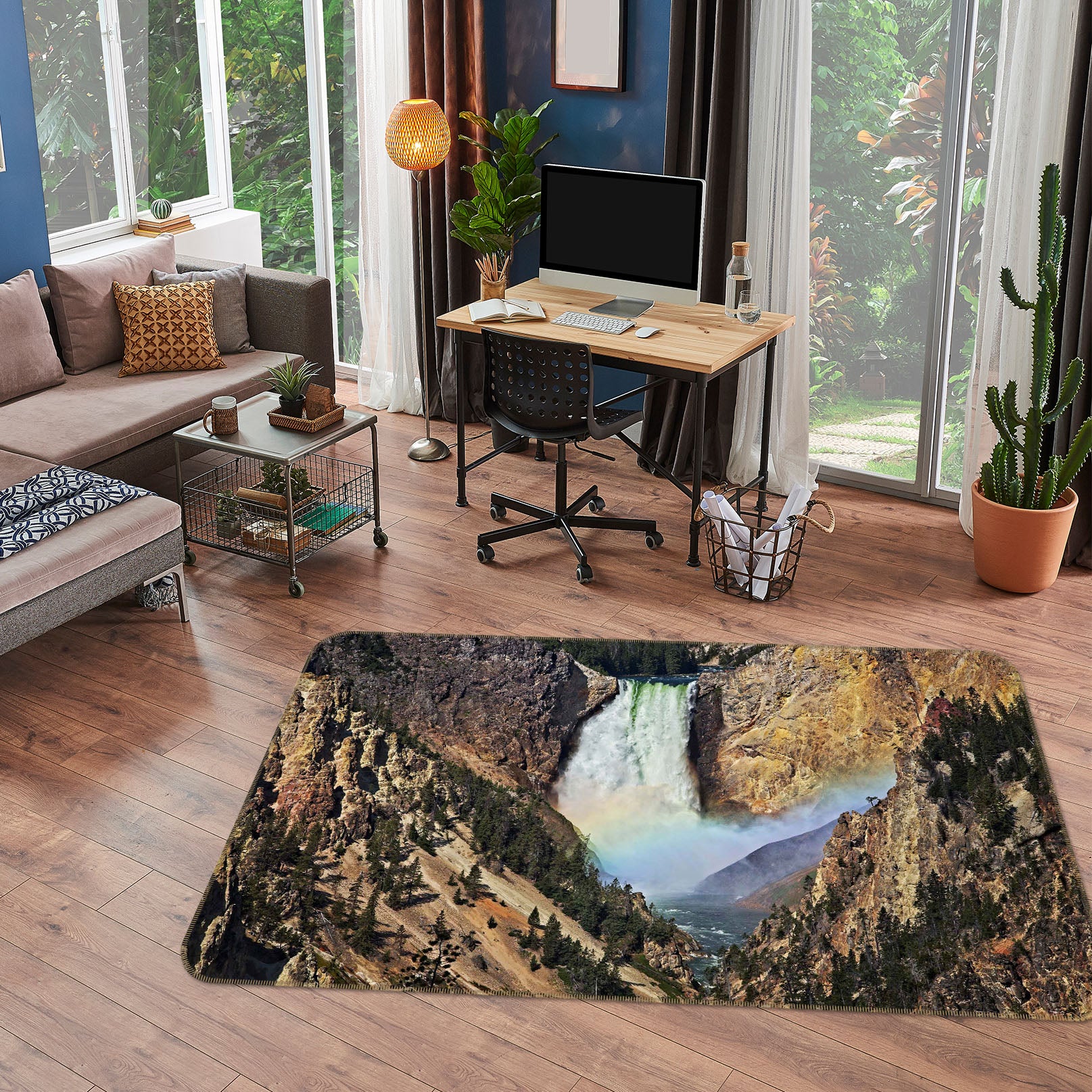 3D Rainbow Waterfall 1121 Kathy Barefield Rug Non Slip Rug Mat