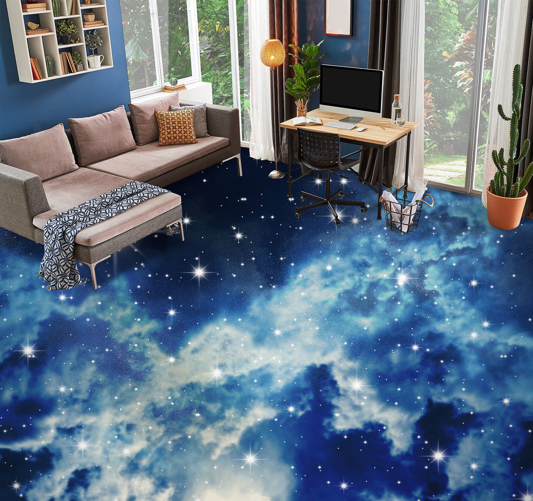 3D Dreamy Blue Clouds 1351 Floor Mural Wallpaper Murals Self-Adhesive Removable Print Epoxy