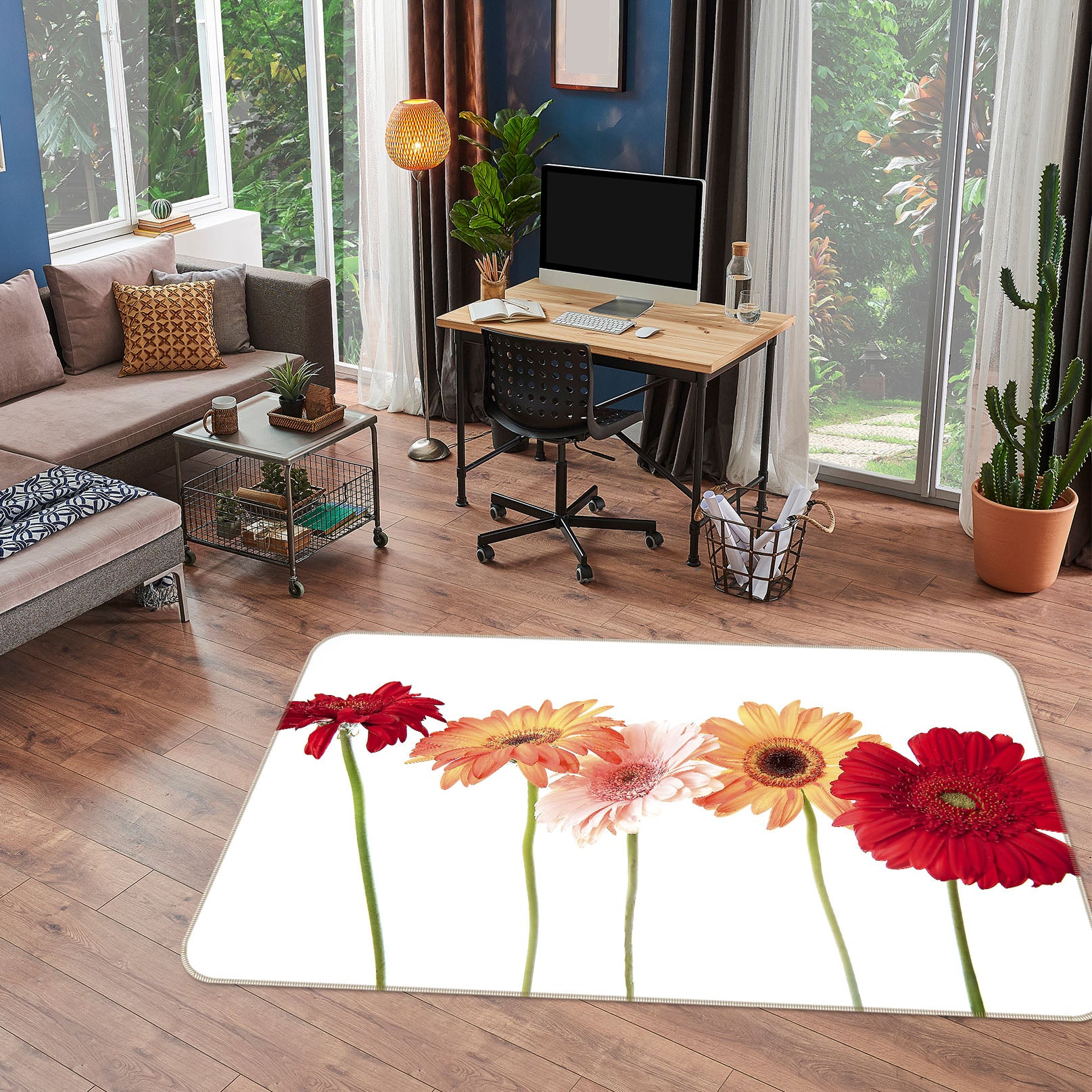 3D Fresh Daisies 1049 Kathy Barefield Rug Non Slip Rug Mat