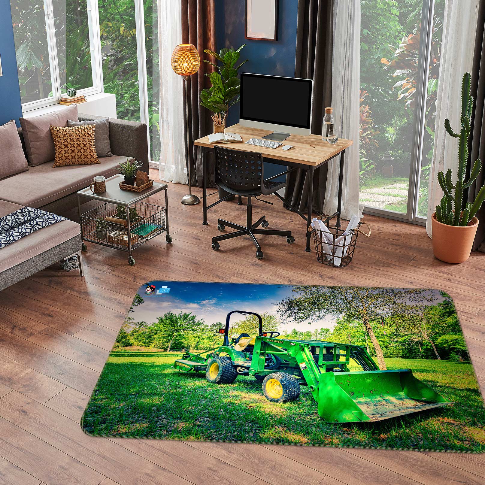 3D Lawn Tractor 5121 Beth Sheridan Rug Non Slip Rug Mat