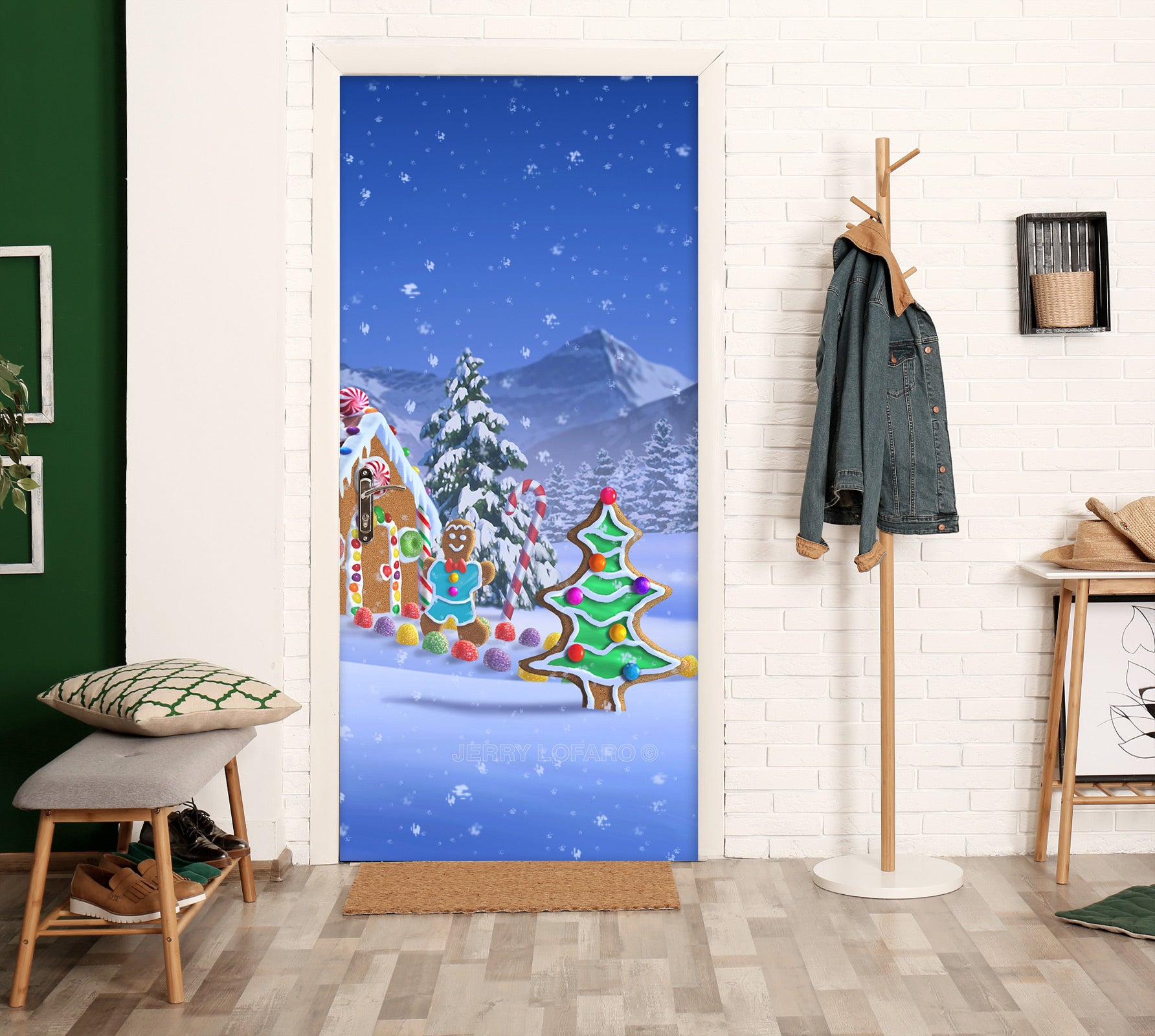 3D Snow Trees Color Balls 112136 Jerry LoFaro Door Mural