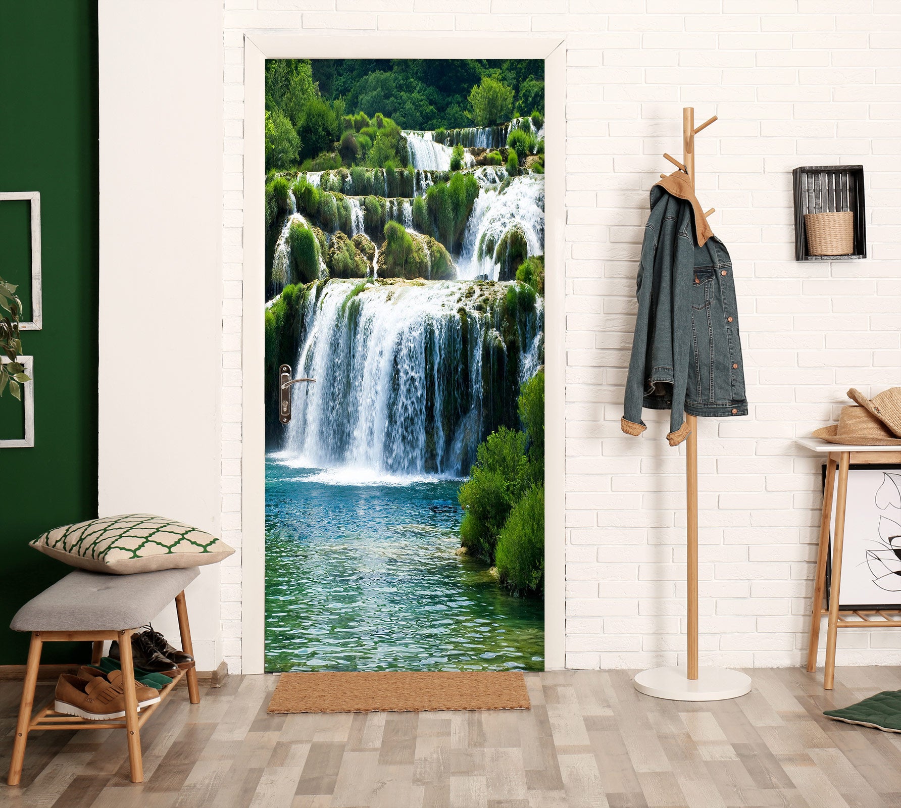 3D Waterfall Lake 010 Door Mural