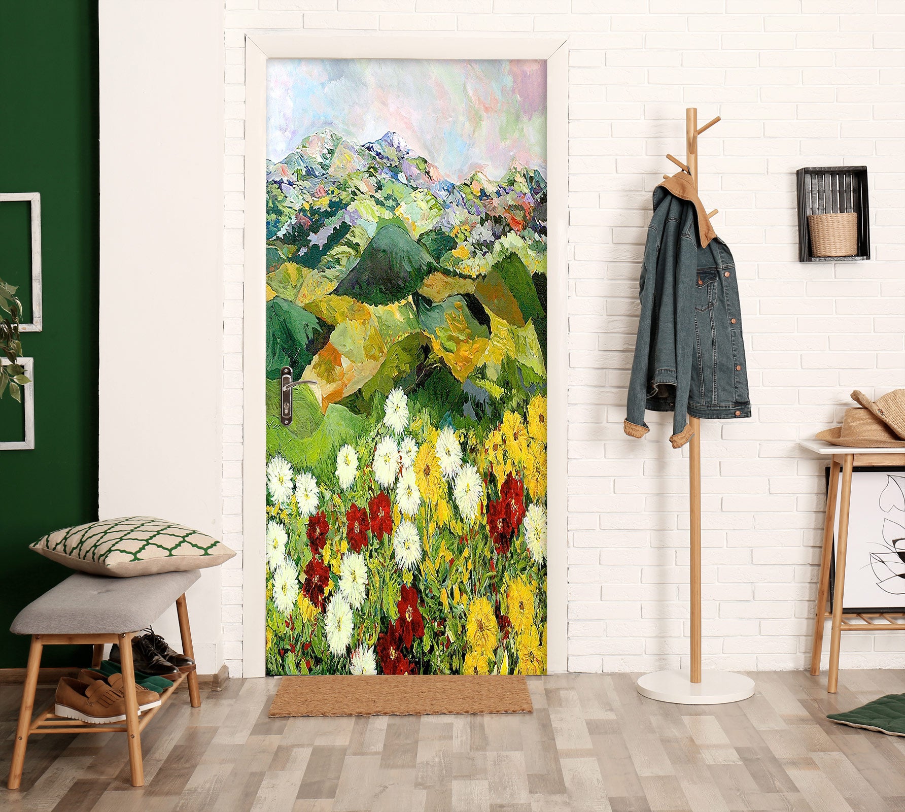 3D Meadow Mountain Daisy Bush 9346 Allan P. Friedlander Door Mural