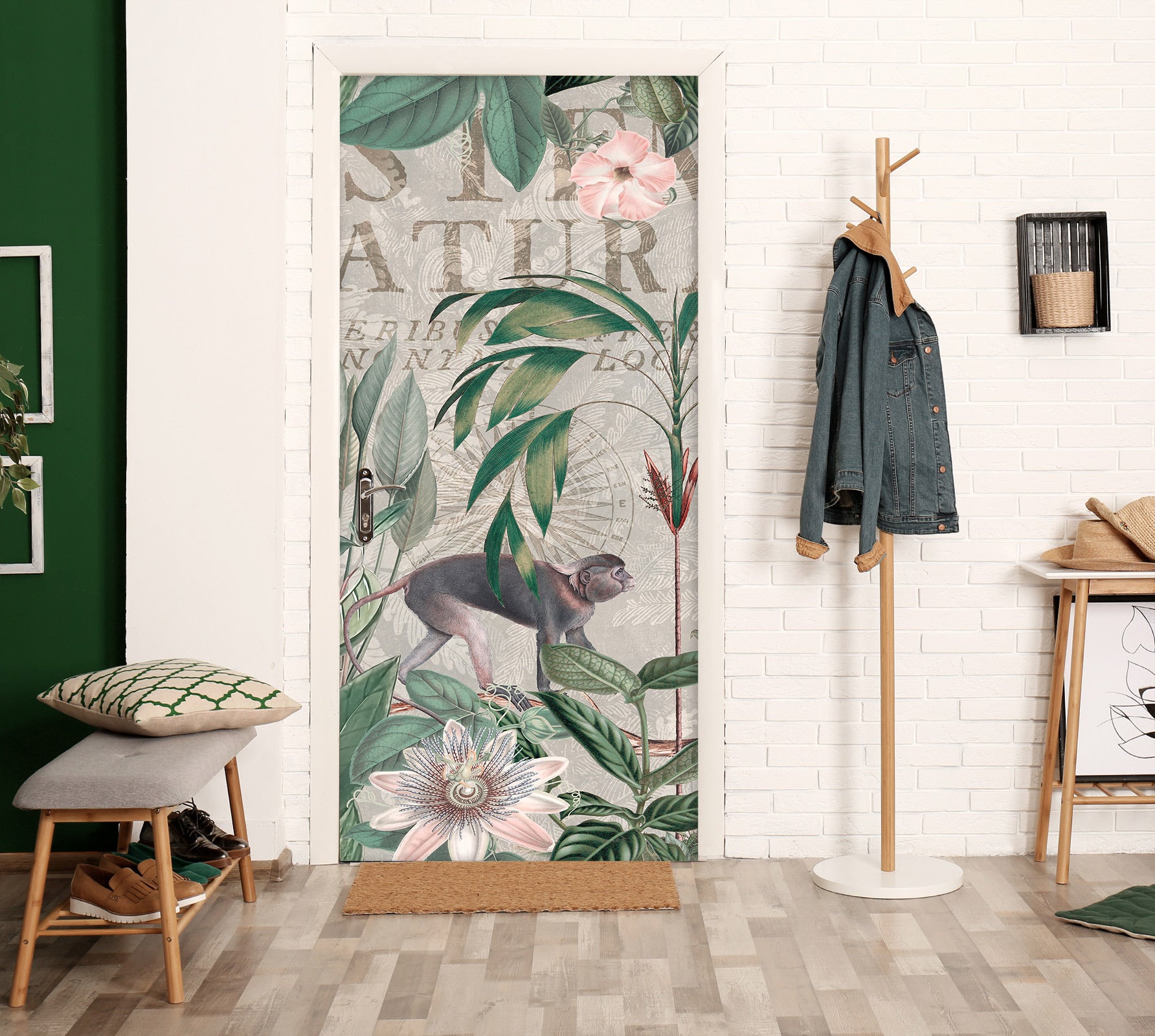 3D Monkey Leaves 11932 Andrea Haase Door Mural