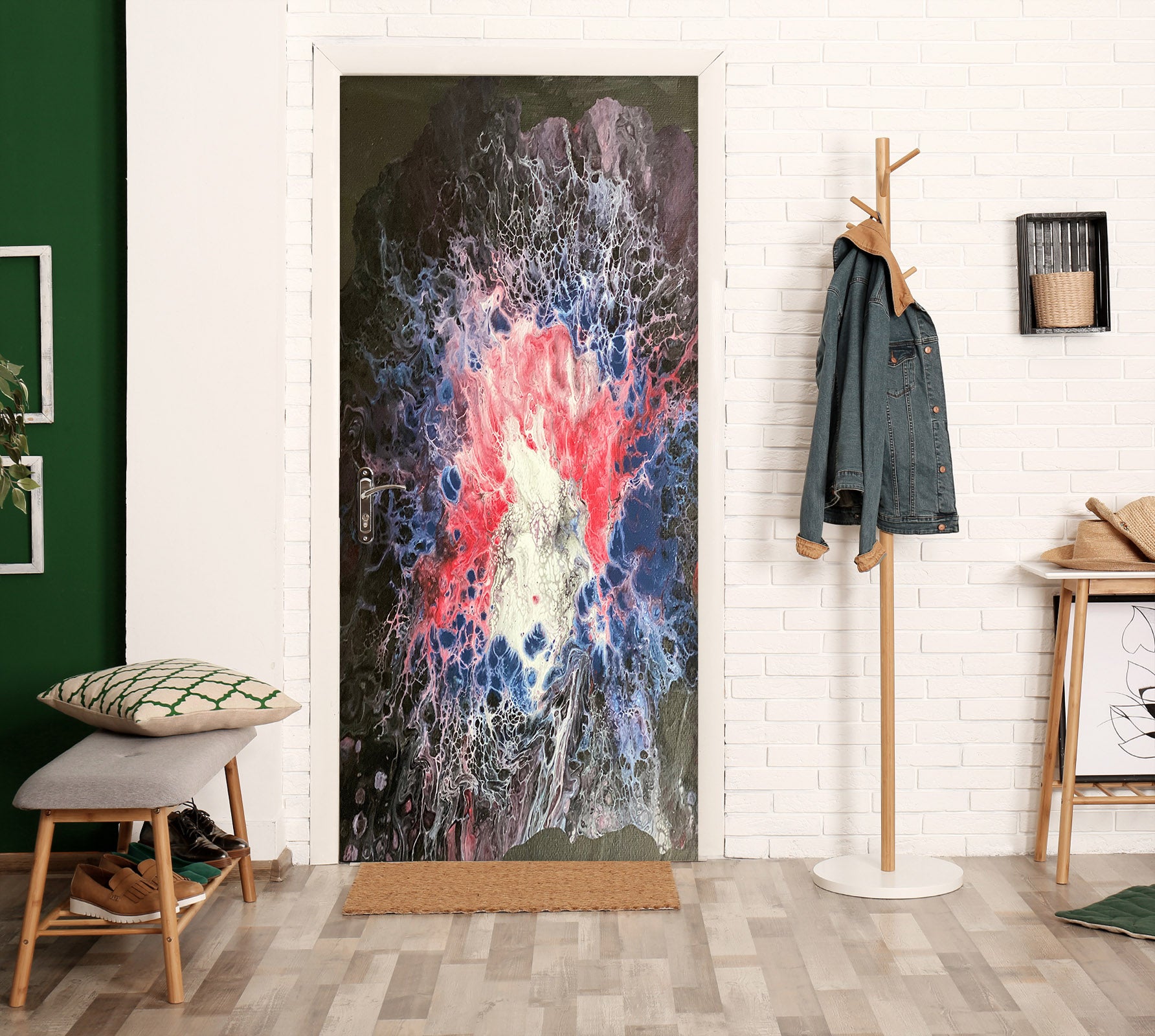 3D Red Blue Paint Texture 9211 Valerie Latrice Door Mural