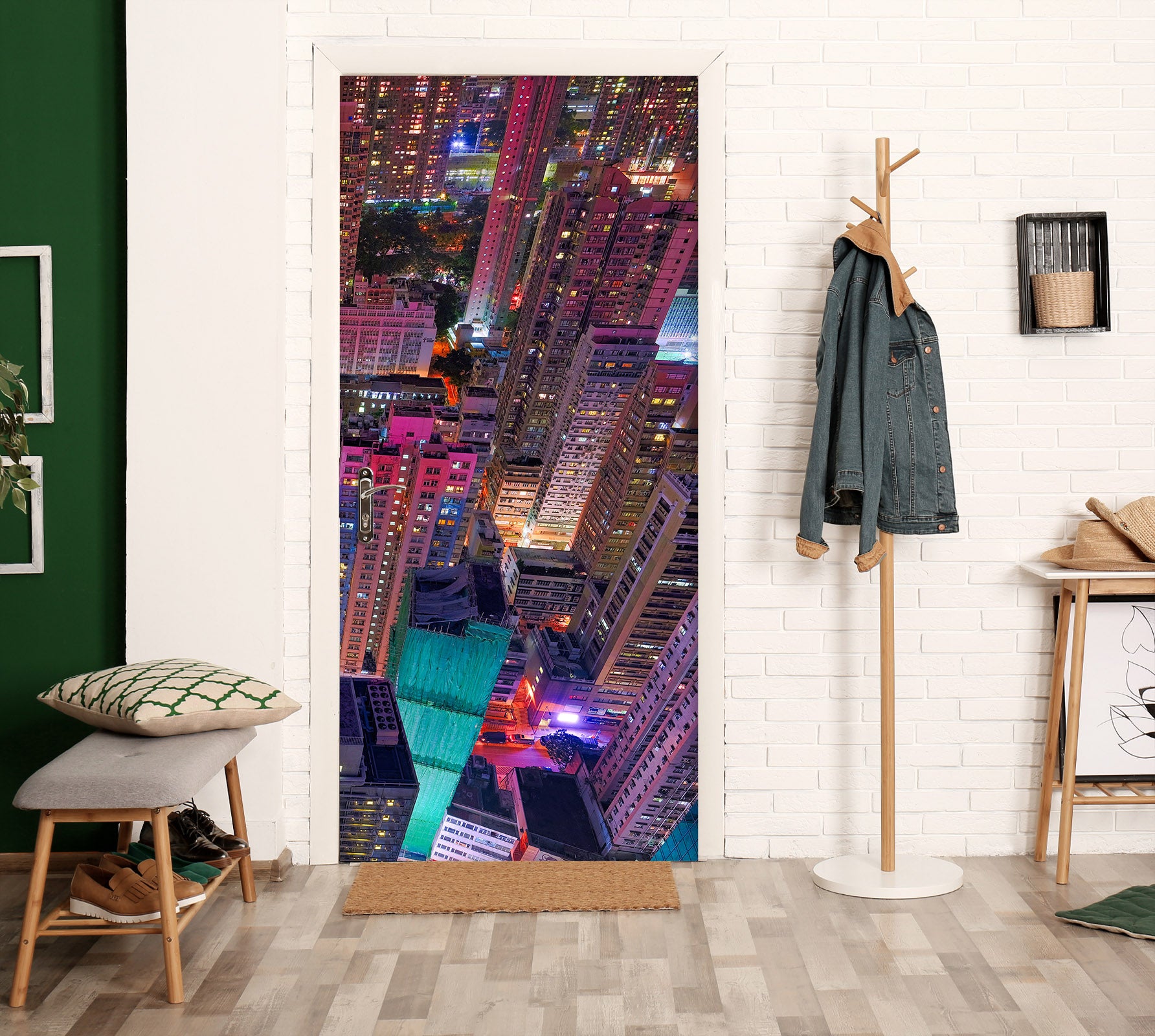 3D Colored Lights Building 12217 Marco Carmassi Door Mural
