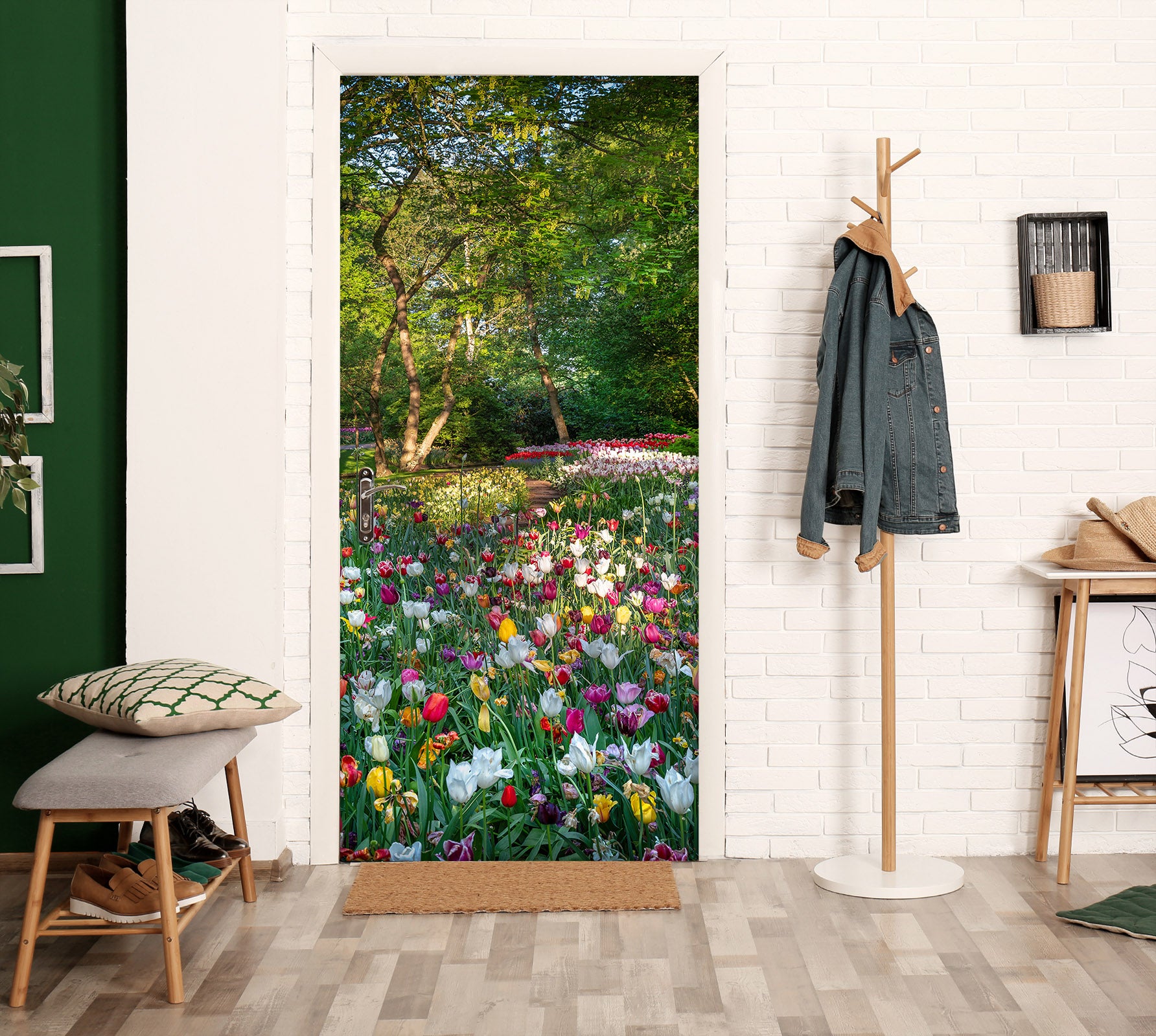 3D Color Flower Bush Trees 12031 Marco Carmassi Door Mural