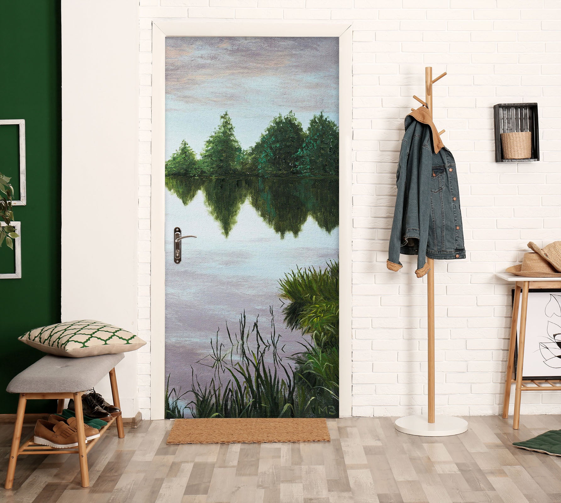 3D Lake Forest Grass Shadow 9446 Marina Zotova Door Mural