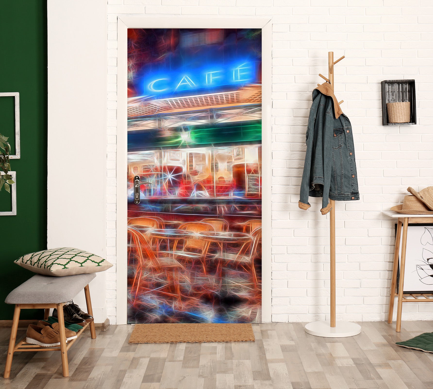 3D Lighting Pattern Coffee Shop 10695 Assaf Frank Door Mural