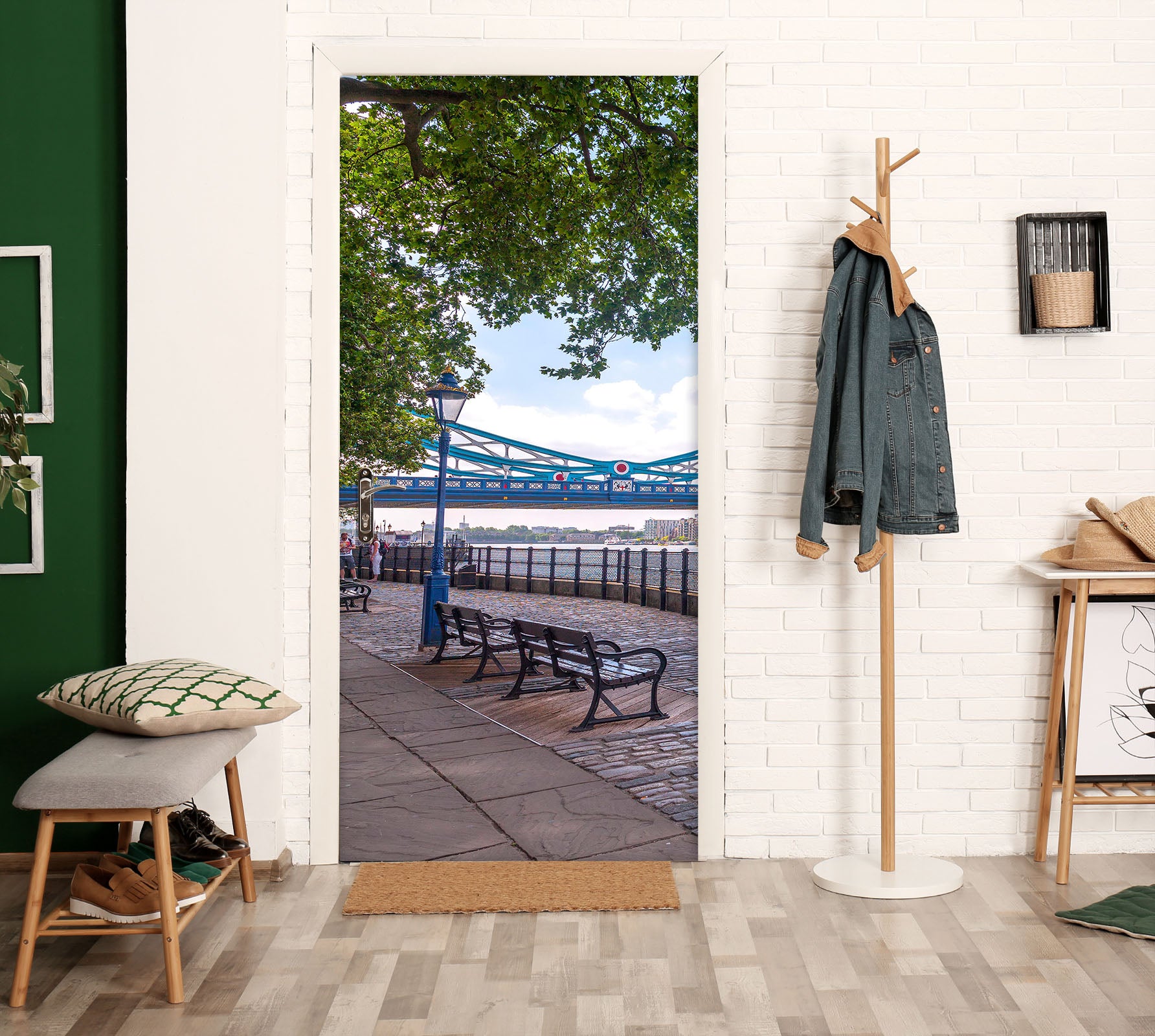 3D Bridge Riverside Bench 106115 Assaf Frank Door Mural