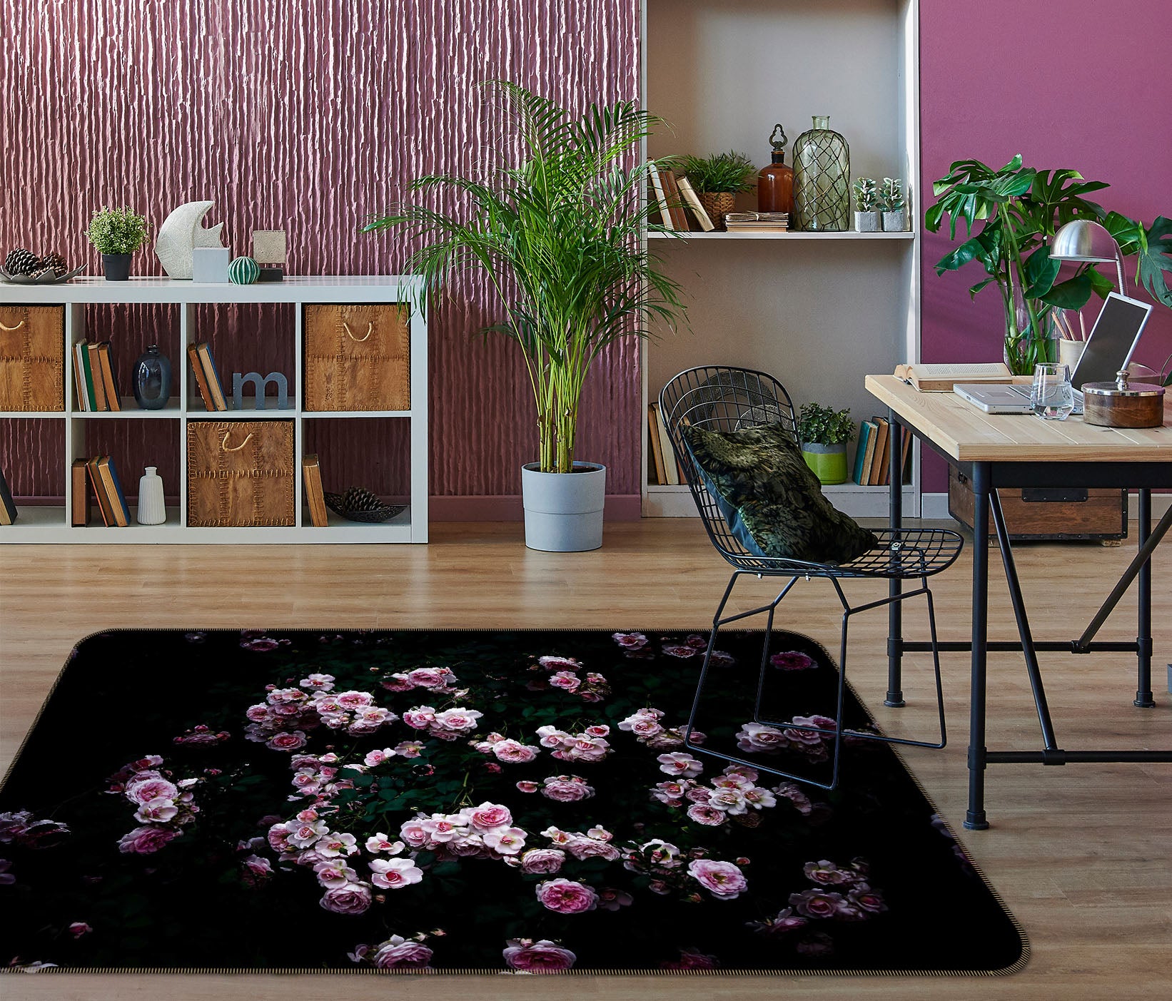 3D Pink Rose 1003 Noirblanc777 Rug Non Slip Rug Mat