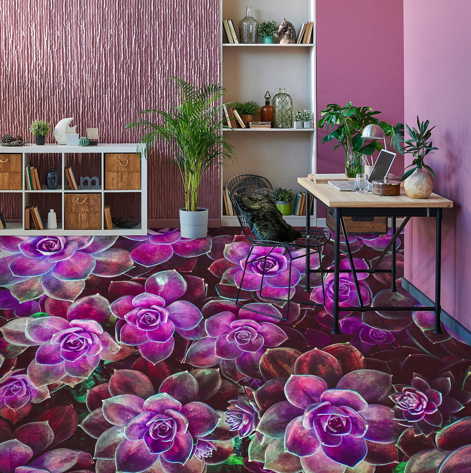 3D Purple Succulent Lotus 483 Floor Mural Wallpaper Murals Rug & Mat Print Epoxy waterproof bath floor
