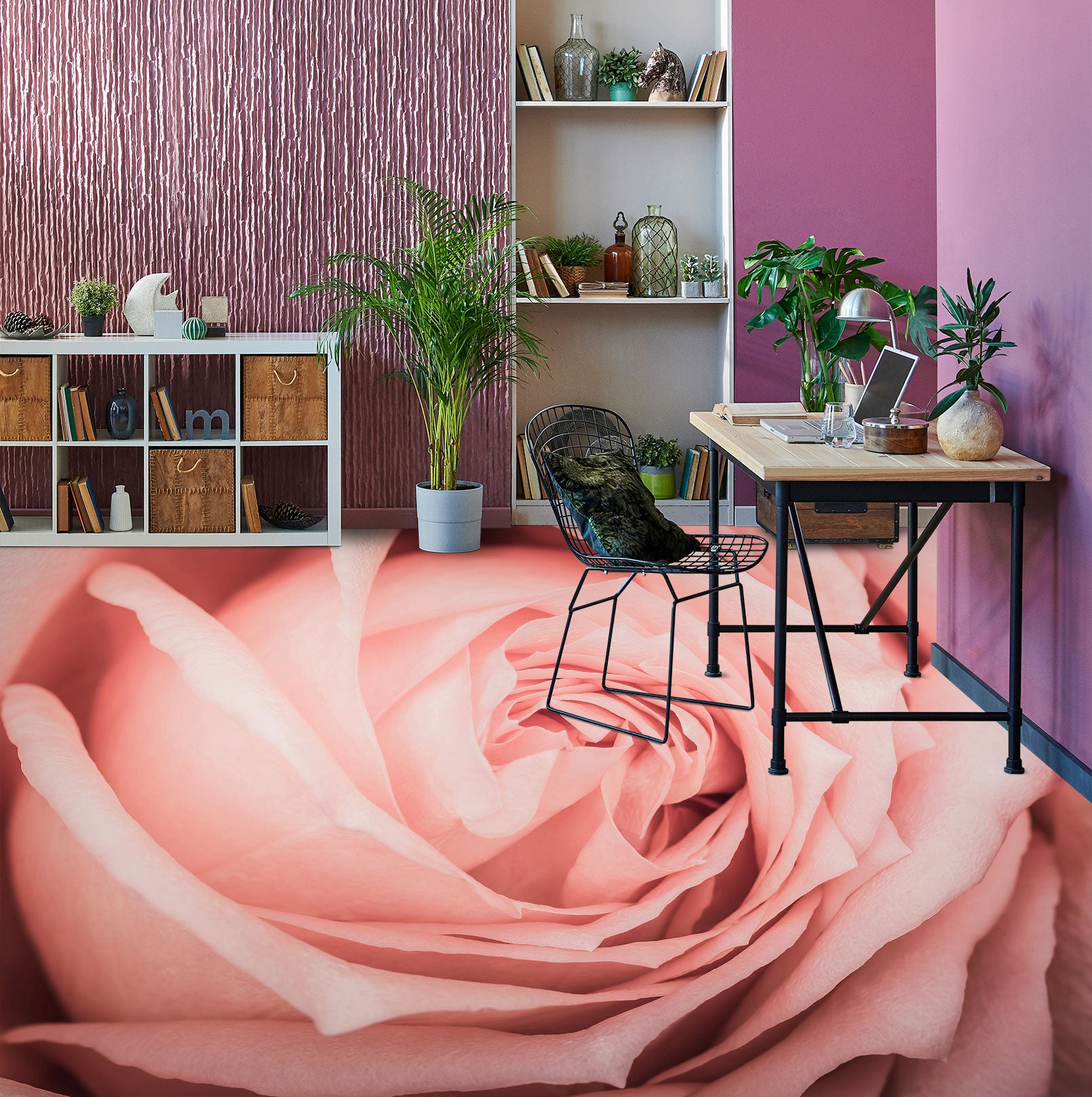 3D Story Pink Rose 1112 Floor Mural Wallpaper Murals Self-Adhesive Removable Print Epoxy