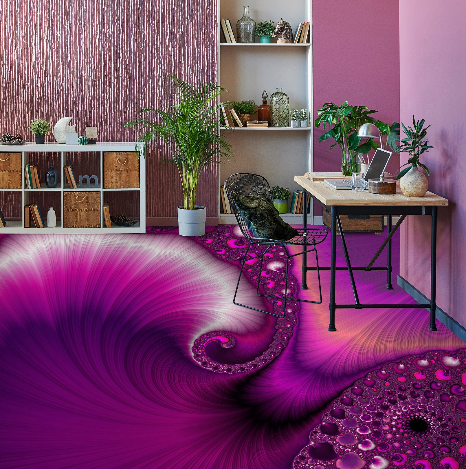 3D Fuchsia Pattern Thread 102148 Andrea Haase Floor Mural Wallpaper Murals Self-Adhesive Removable Print Epoxy