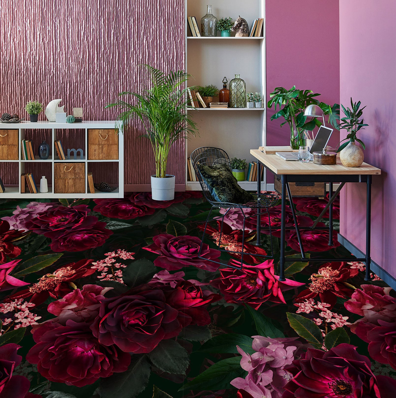 3D Rose Red Clump 99226 Uta Naumann Floor Mural Wallpaper Murals Self-Adhesive Removable Print Epoxy
