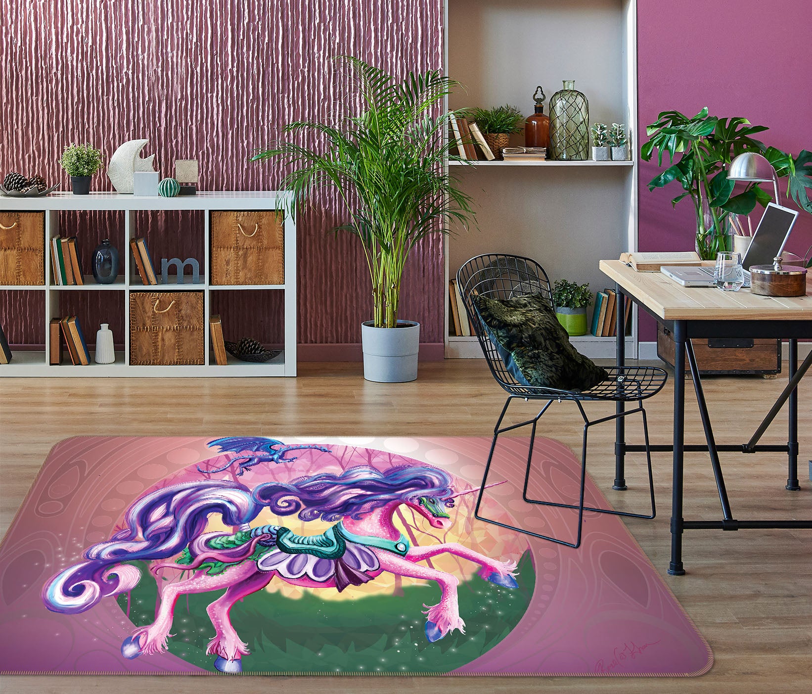 3D Cute Unicorn 3018 Rose Catherine Khan Rug Non Slip Rug Mat