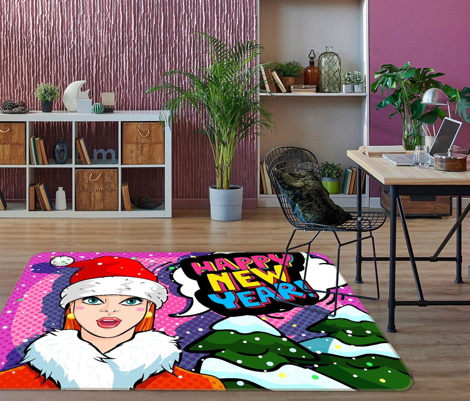 3D Christmas Woman 1050 Non Slip Rug Mat