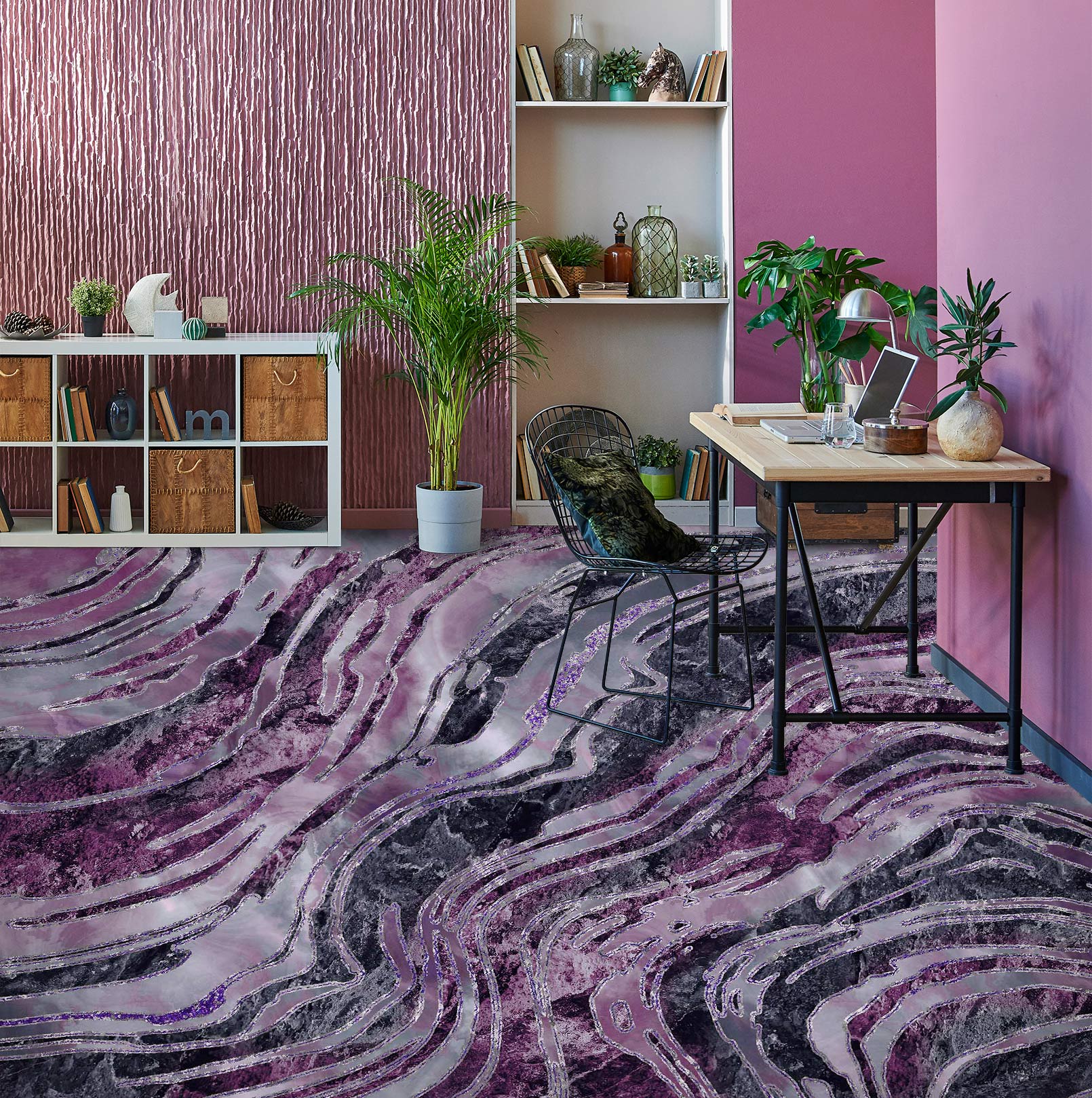 3D Purple Striped Pattern 102136 Andrea Haase Floor Mural Wallpaper Murals Self-Adhesive Removable Print Epoxy