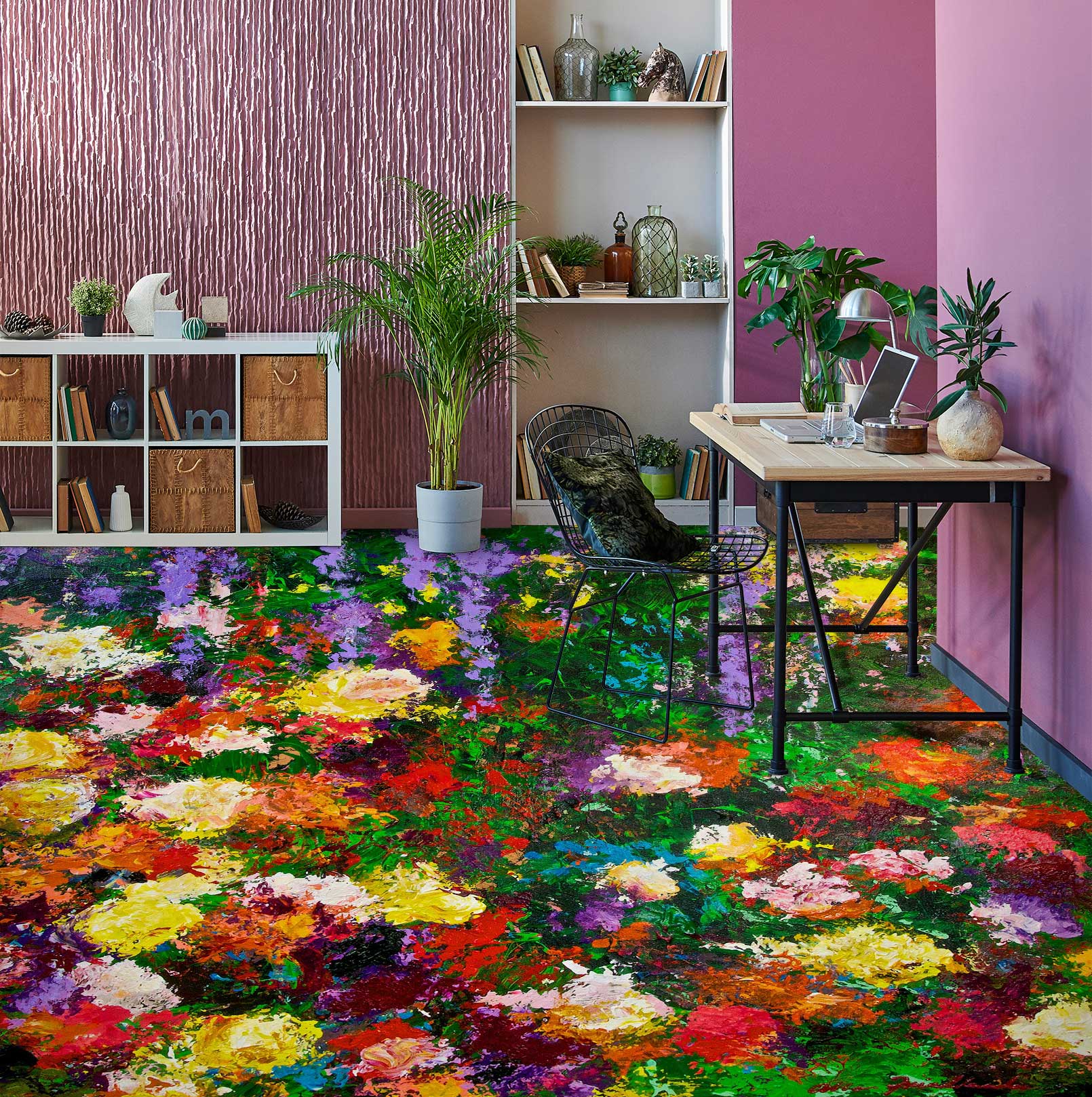3D Oil Painting Colorful Flowers 9633 Allan P. Friedlander Floor Mural Wallpaper Murals Self-Adhesive Removable Print Epoxy